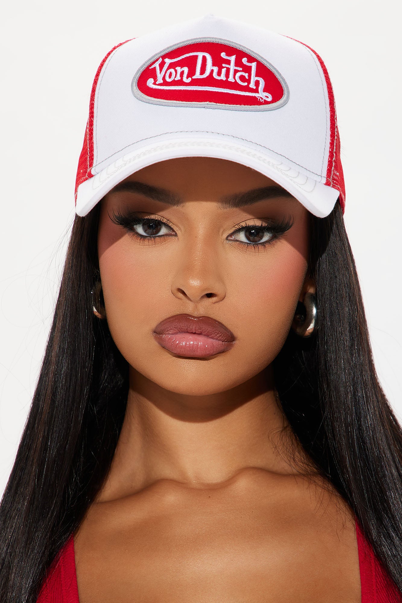 Von Dutch White & Red Trucker Hat