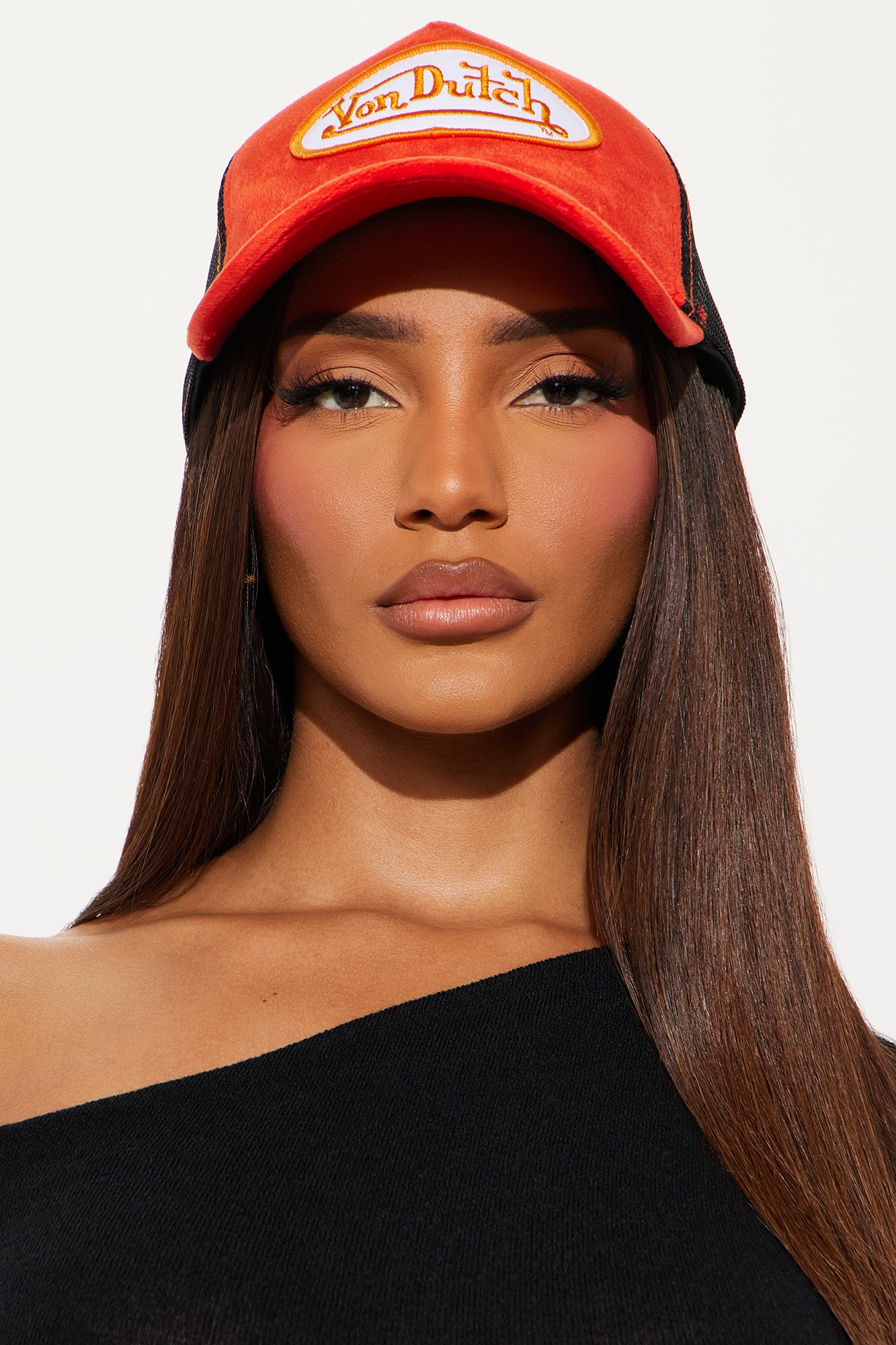 Von Dutch Colorblock Velvet Trucker Hat