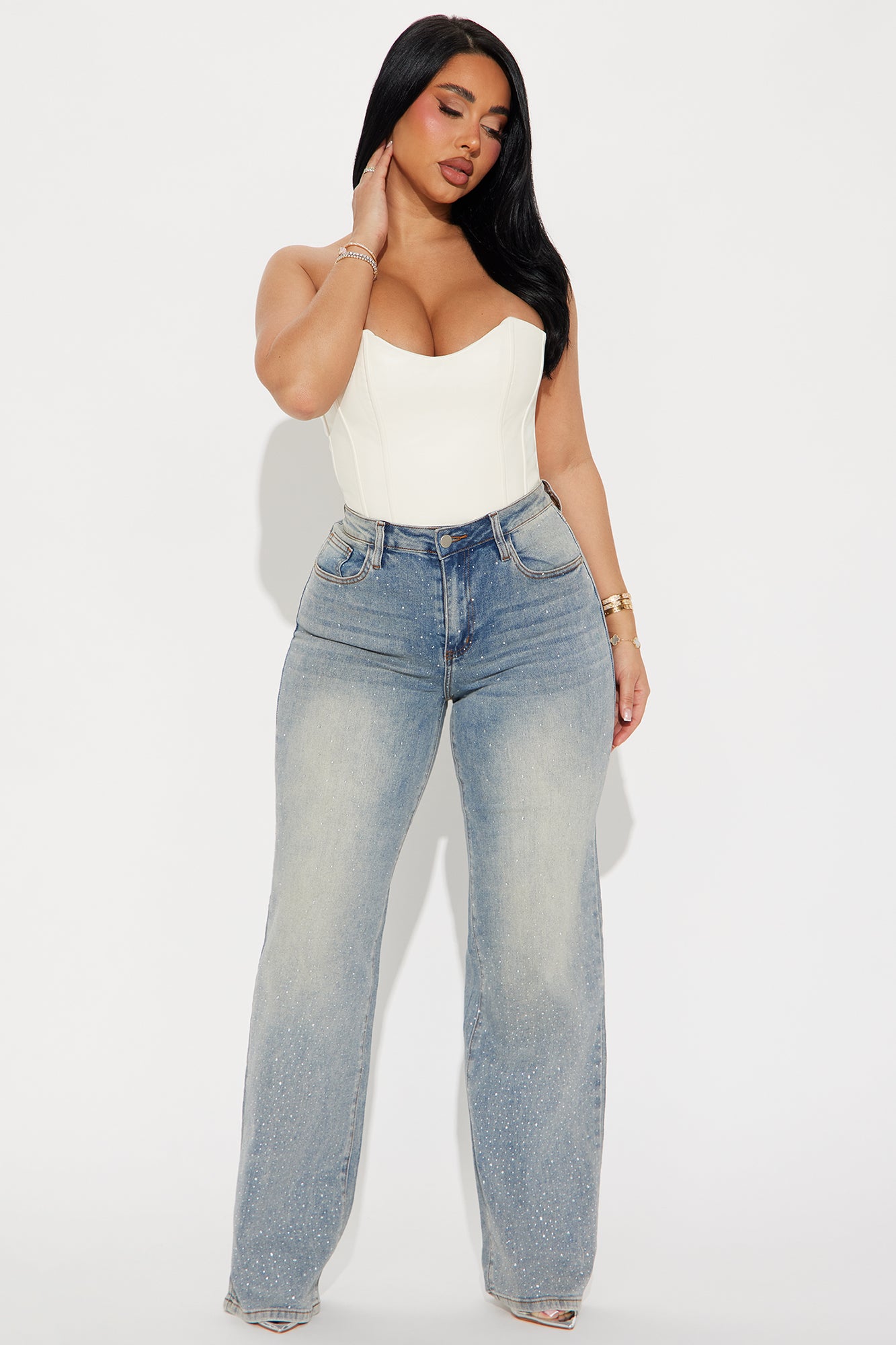 Not So Average Stretch Embellished Straight Leg Jeans