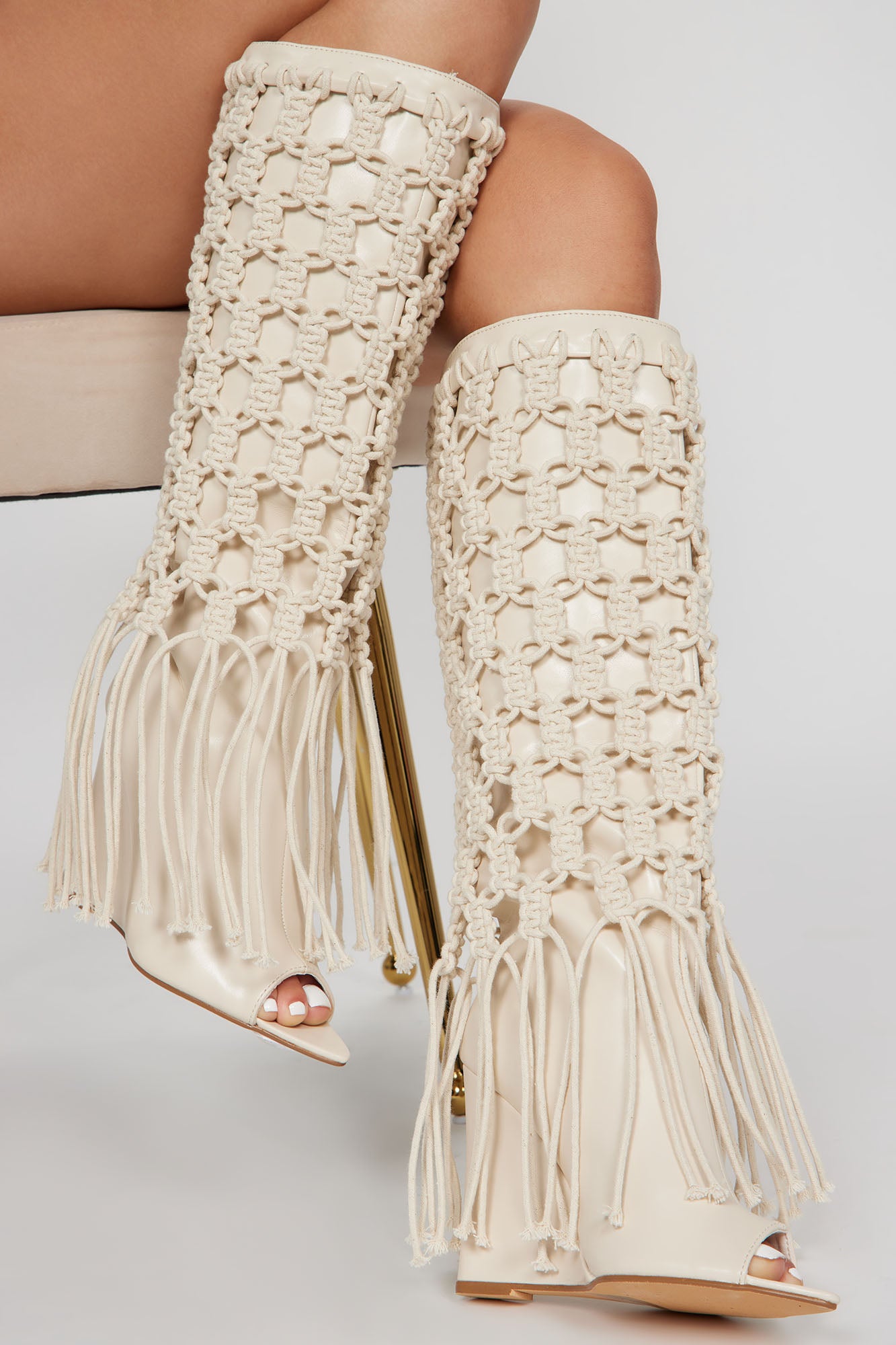 Summer Crochet Knee High Boots