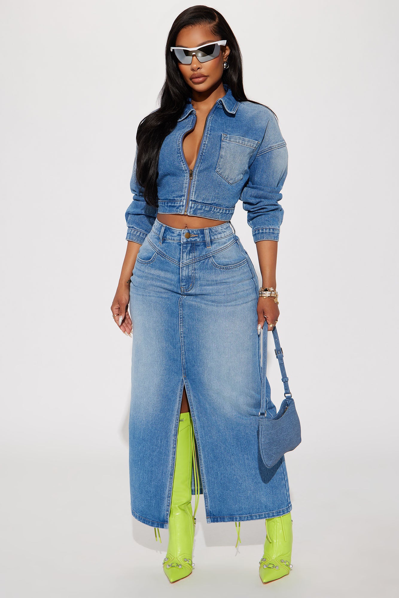 New Mood Denim Skirt Set