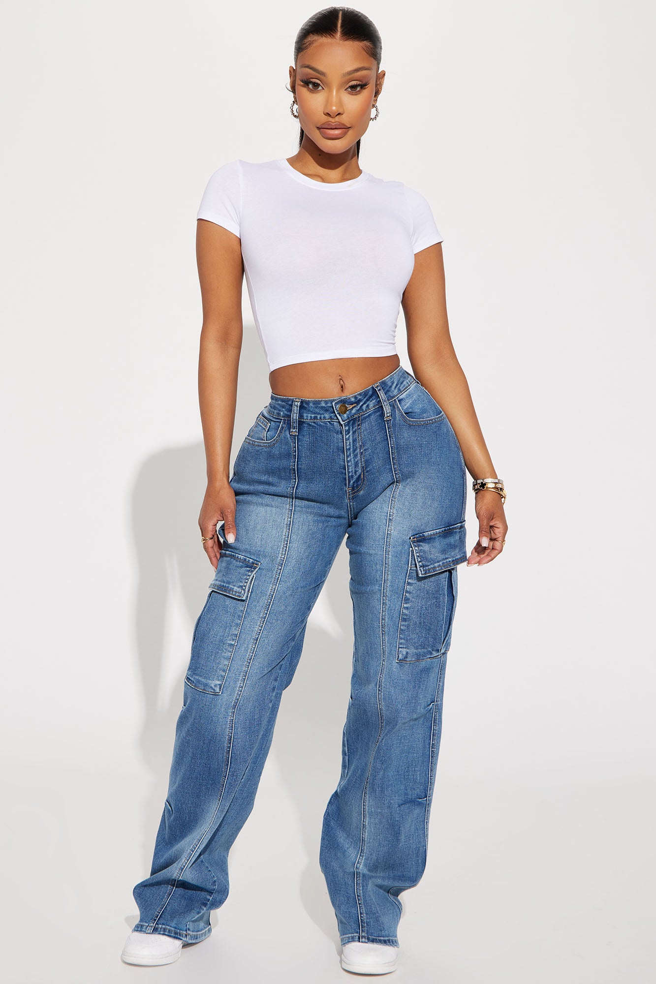 Say It Now Stretch Straight Leg Cargo Jeans