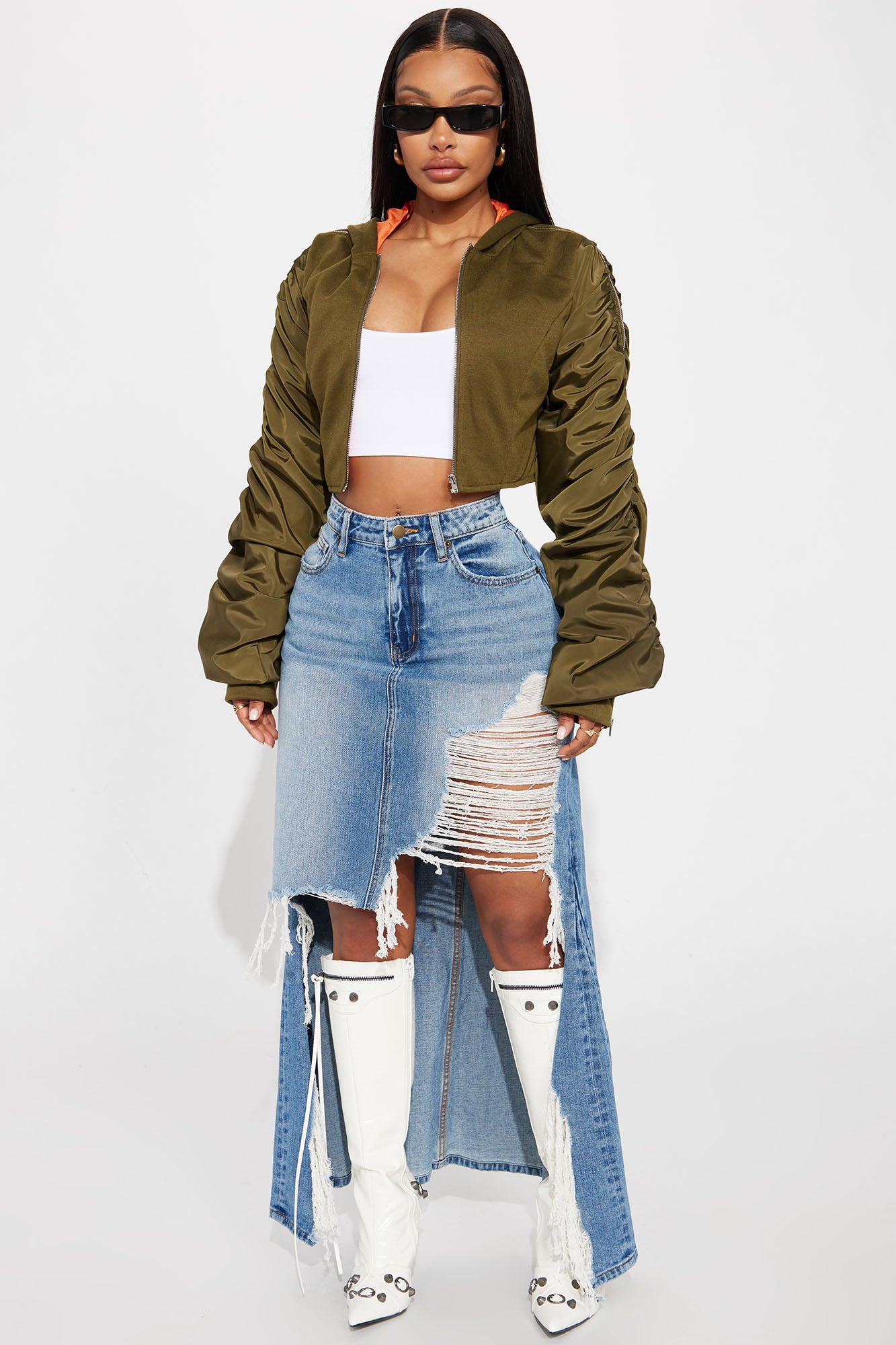 Can't Decide Distressed Denim Maxi Skirt