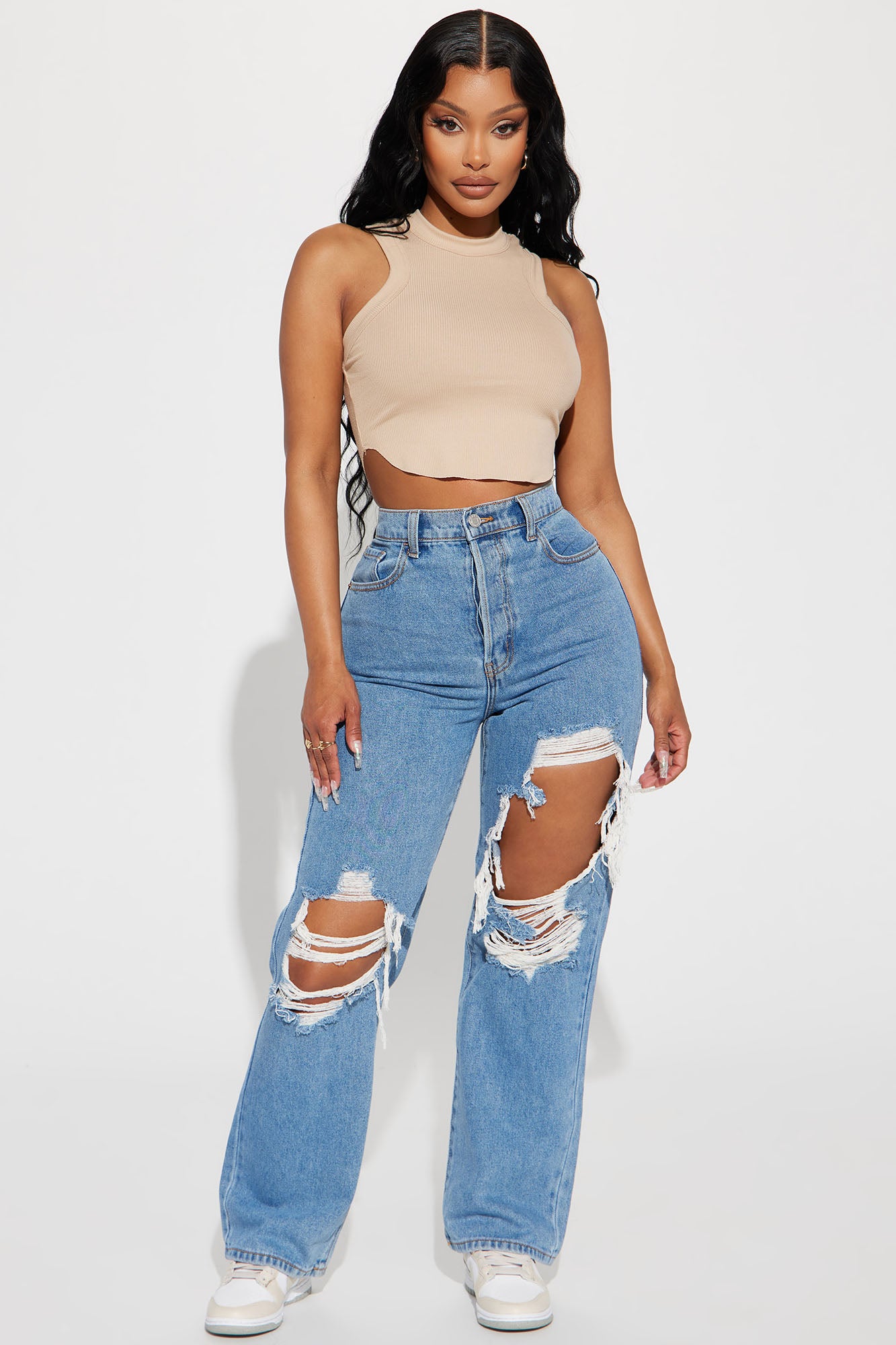 Drive You Crazy Ripped Non Stretch Straight Leg Jeans
