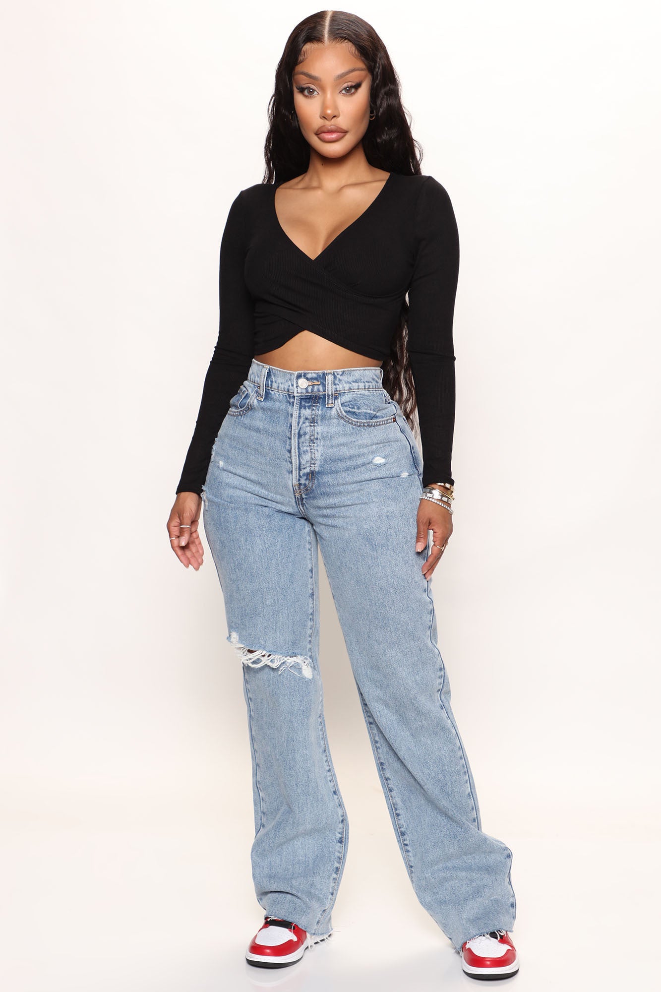 Topanga 90's Ripped Straight Leg Jeans