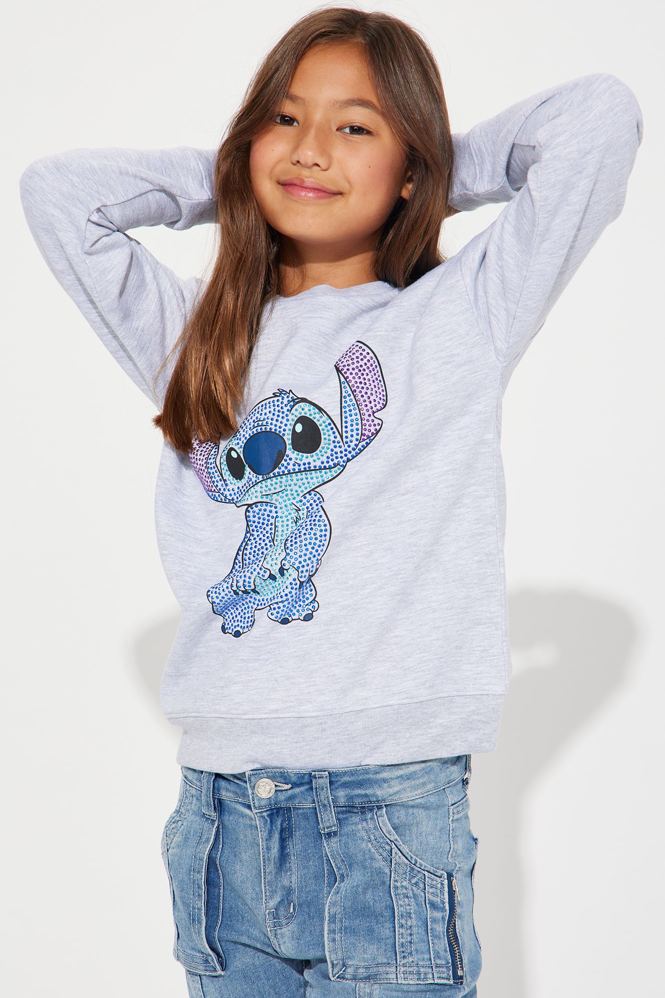 Mini Stitch Rhinestone Crew Neck Sweatshirt