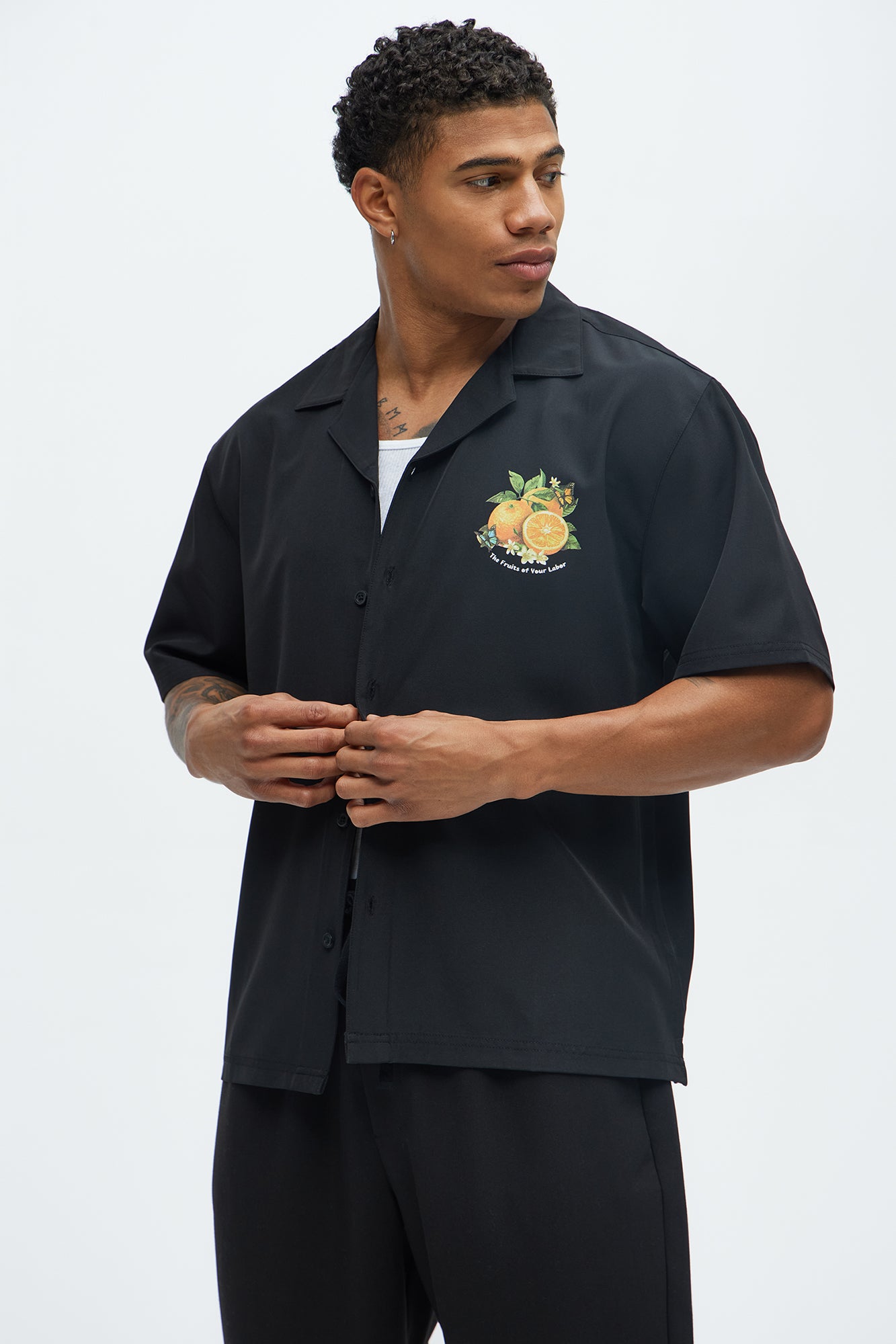 Oranges Graphic Button Up Shirt
