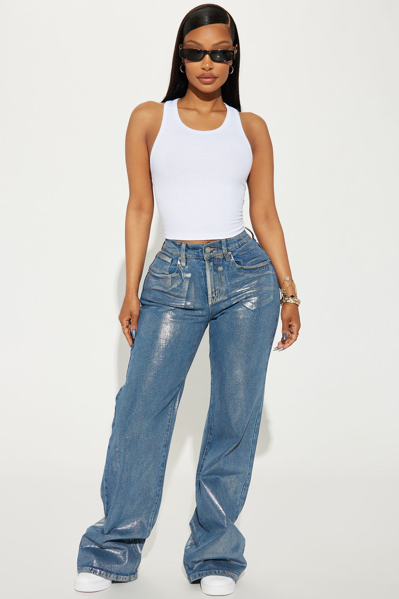 Cold As Ice Foil Print Baggy Jeans
