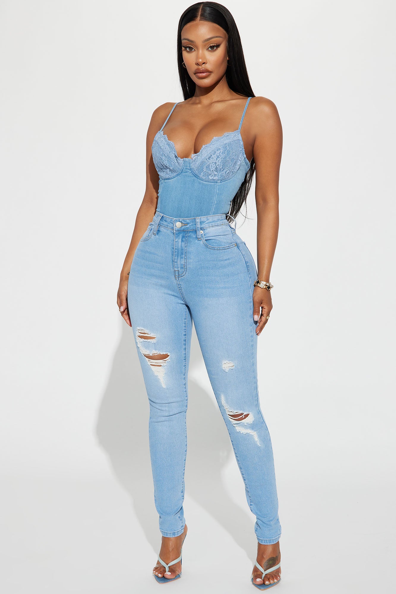 Dakota Ripped High Rise Stretch Skinny Jeans