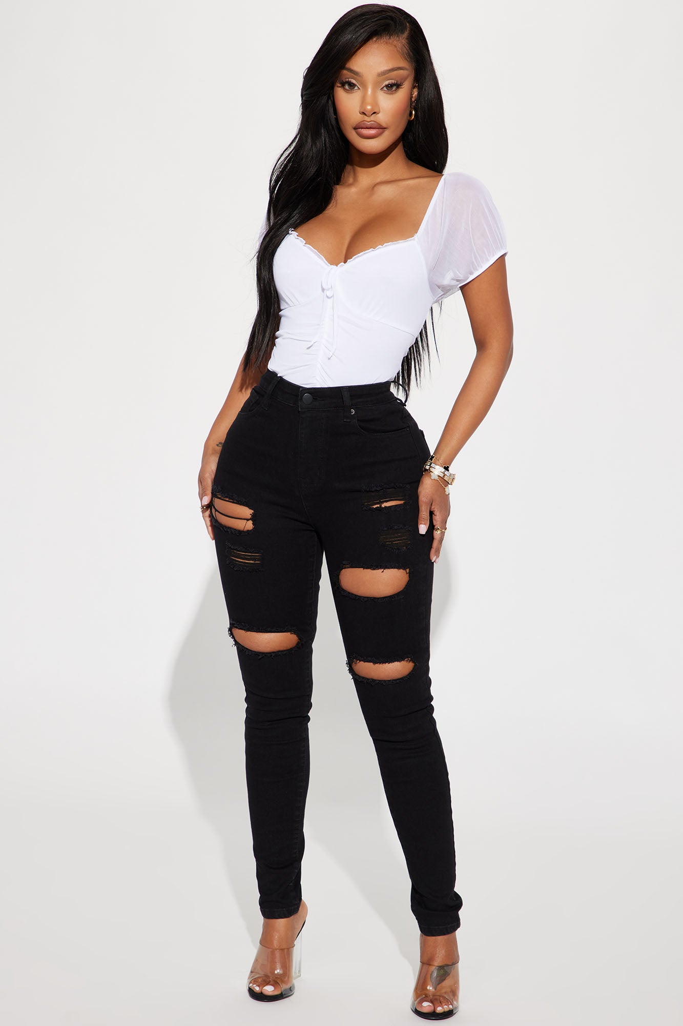 Decker Ripped High Rise Stretch Skinny Jeans