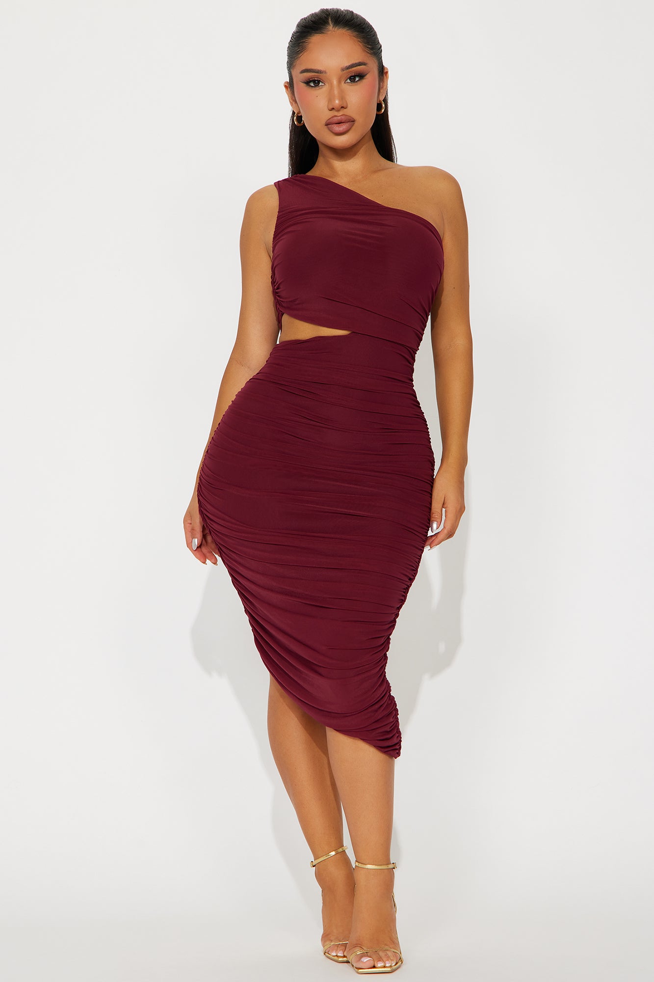 Dinner In Venice Ruched Midi Dress
