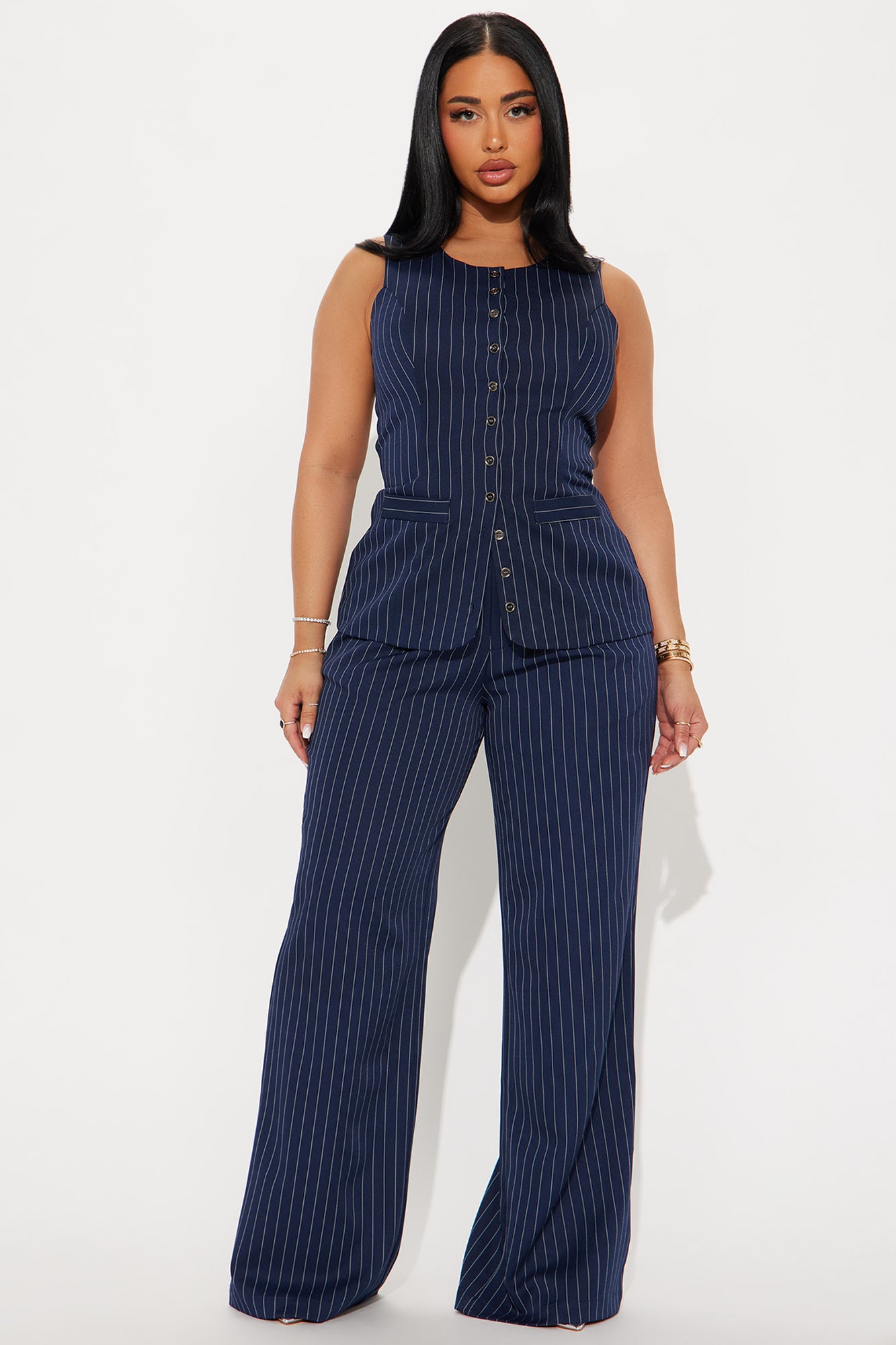 Stephanie Pinstripe Vest Pant Set