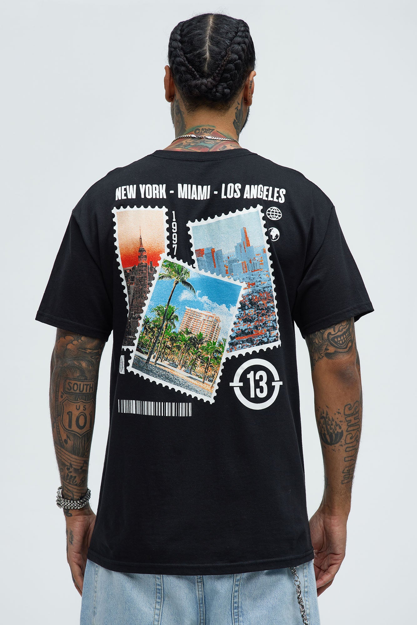 East To West Postal Stamps Short Sleeve Tee