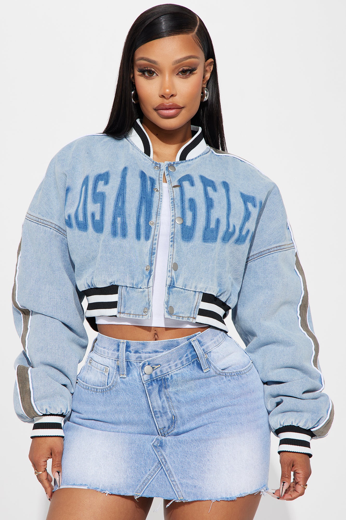 Los Angeles City Denim Bomber Jacket