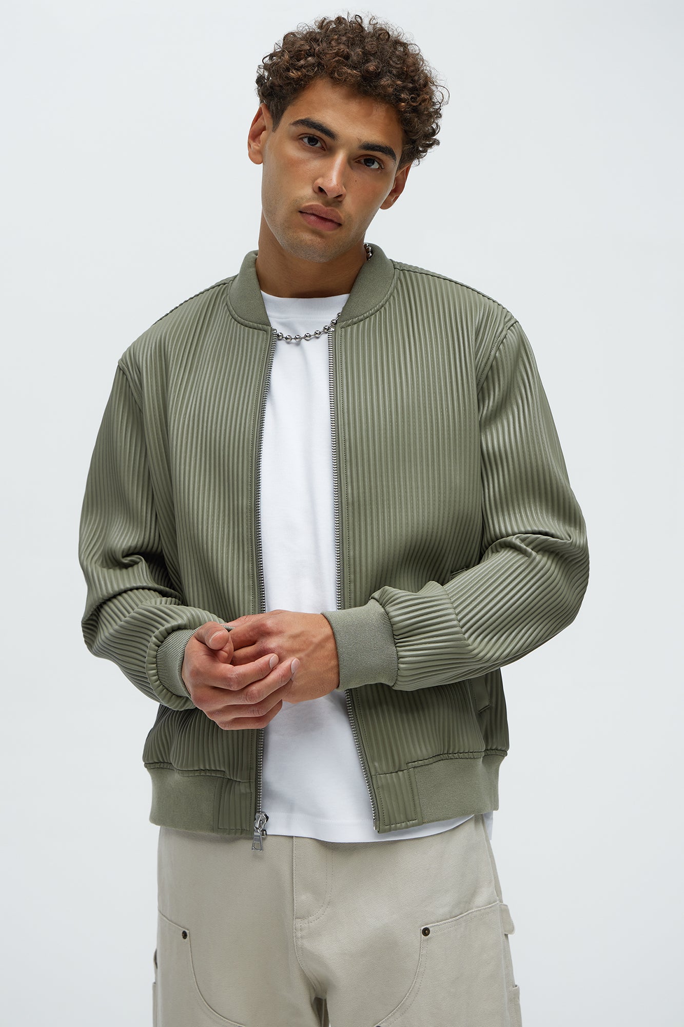 Gordon Faux Leather Bomber Jacket
