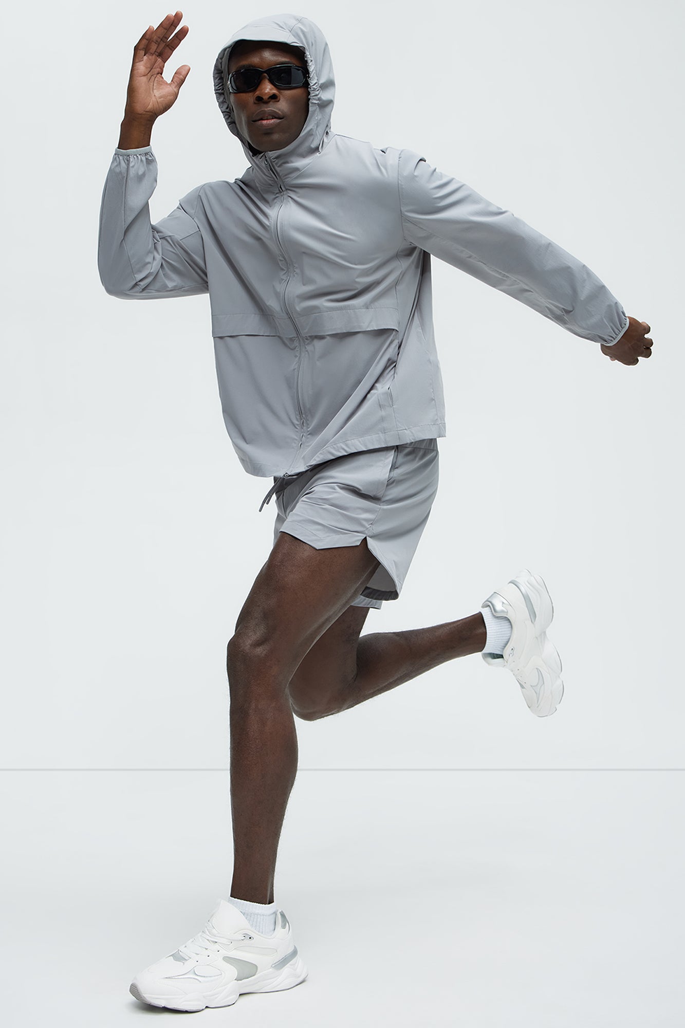 Lightweight Stretch Hooded Running Windbreaker Jacket
