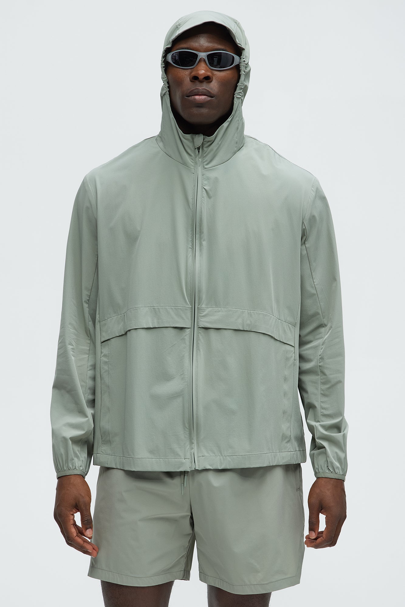 Lightweight Stretch Hooded Running Windbreaker Jacket
