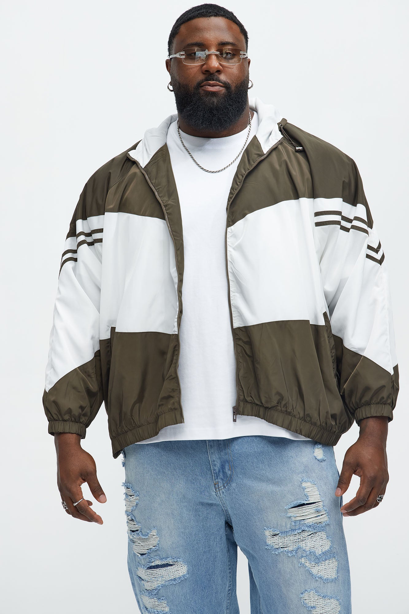 Color Blocked Racer Windbreaker Jacket