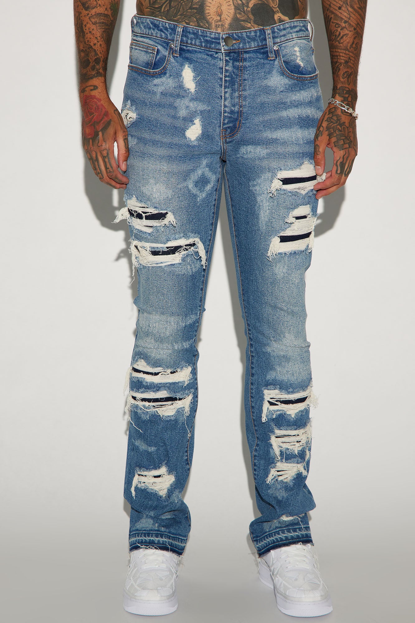 Cuff Me Stacked Skinny Flared Jeans