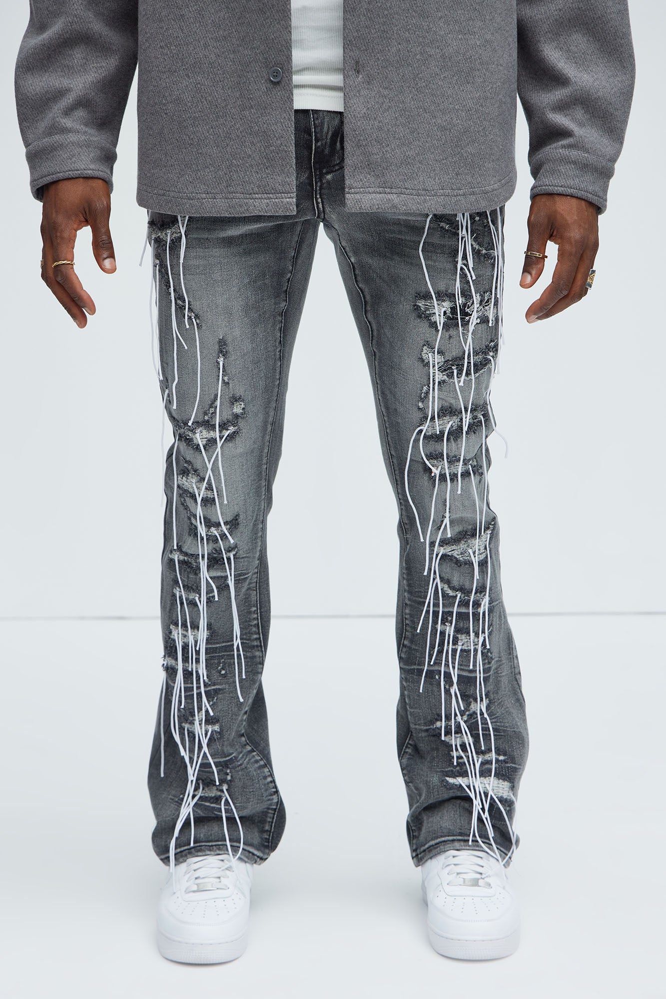 Morant Frayed Stacked Skinny Flare Jeans