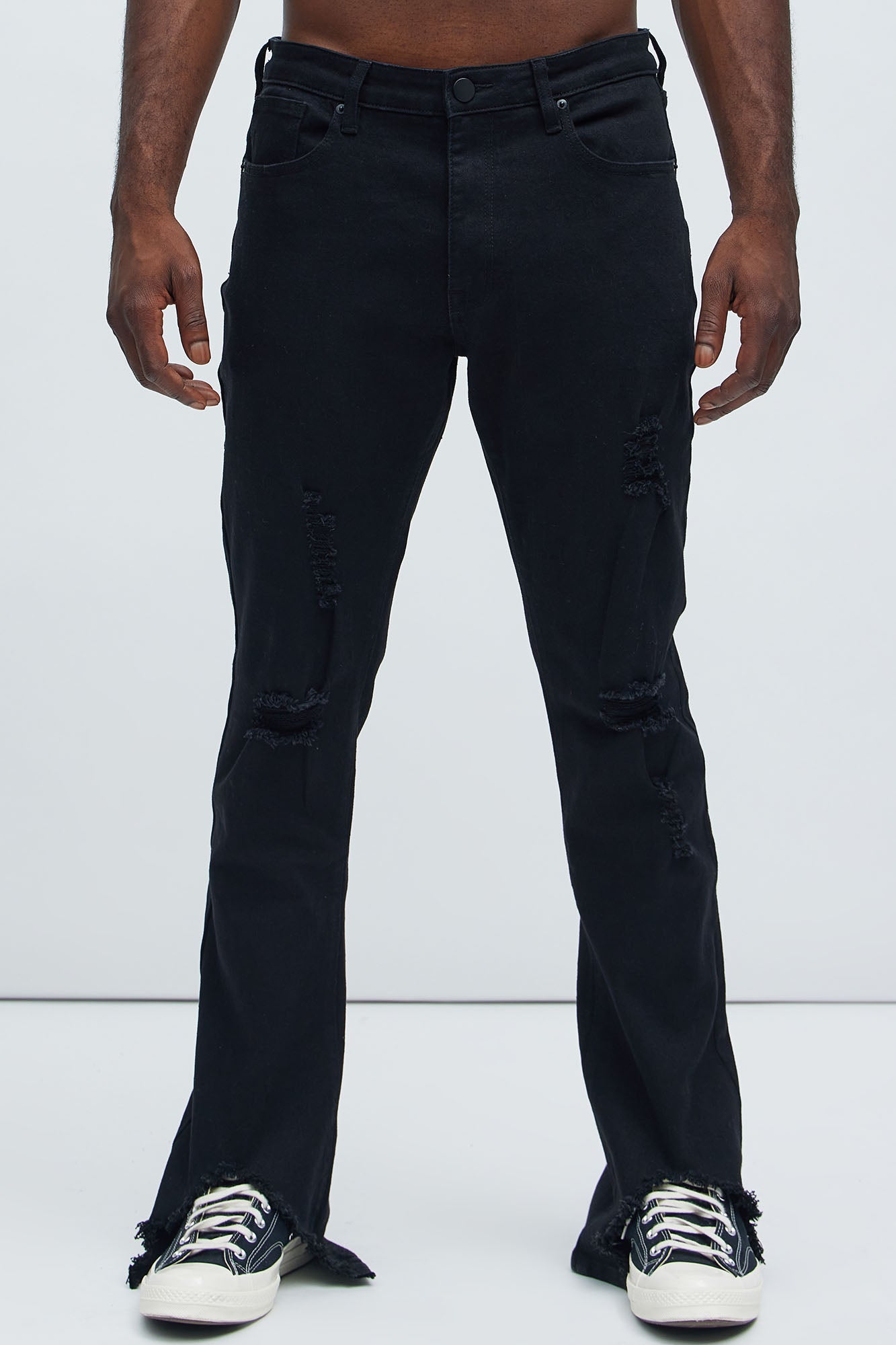 Slide Home Distressed Slim Stacked Flare Jeans