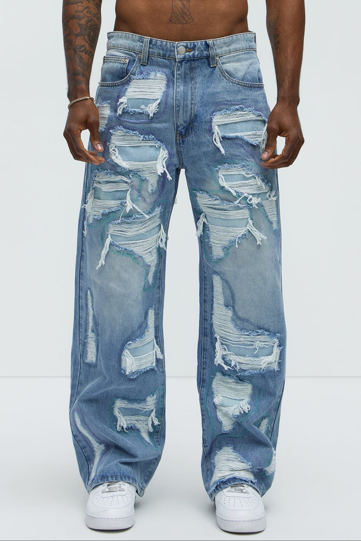 Worn All Over Distressed Baggy Jeans