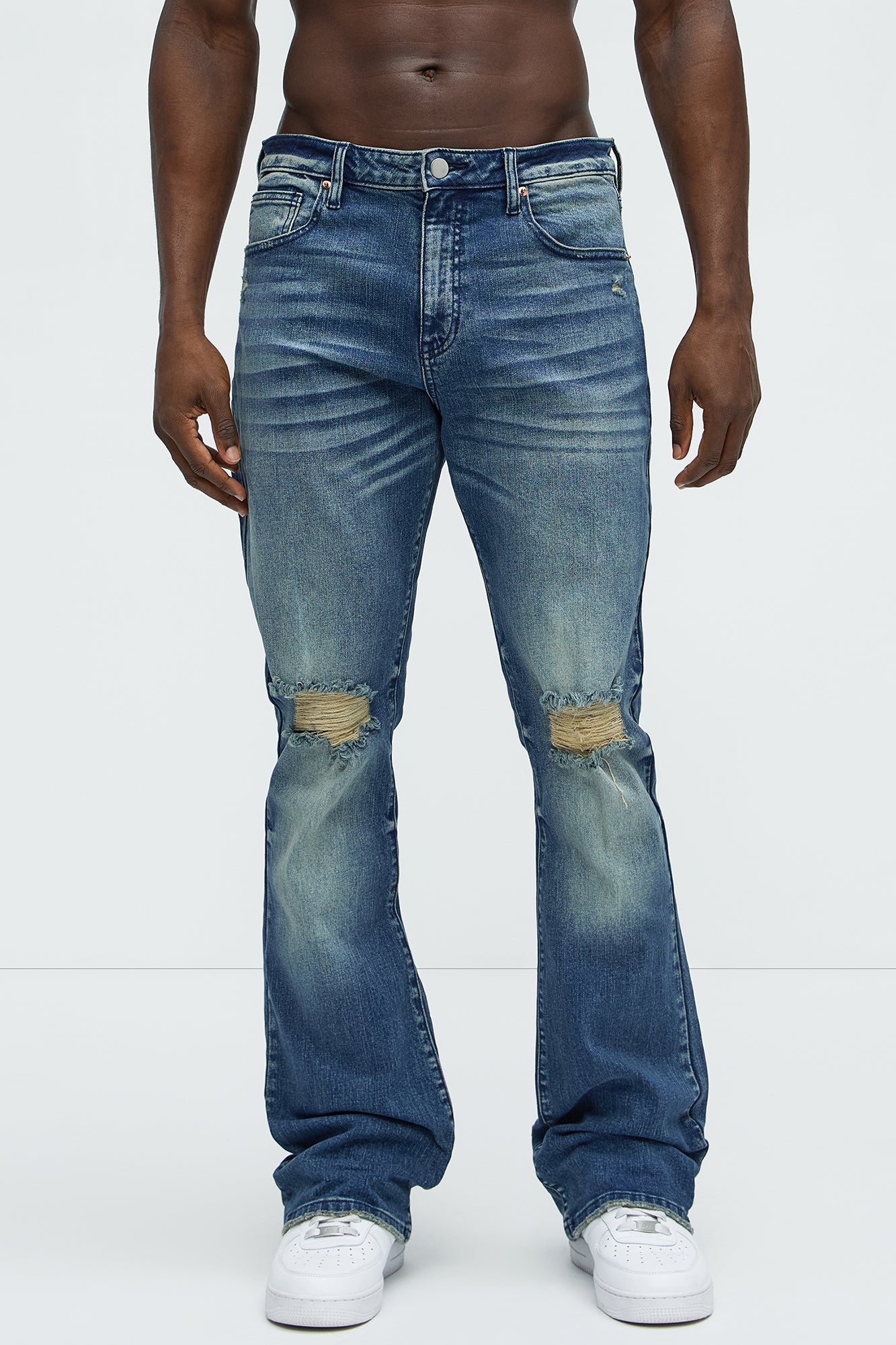 Halfway There Stacked Slim Flare Jeans