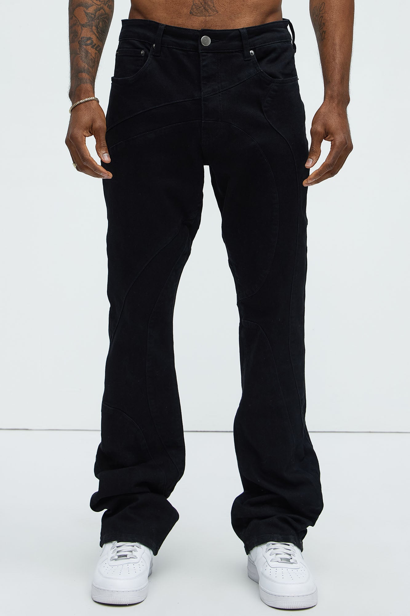 Have A Good One Paneled Stacked Slim Flare Jeans