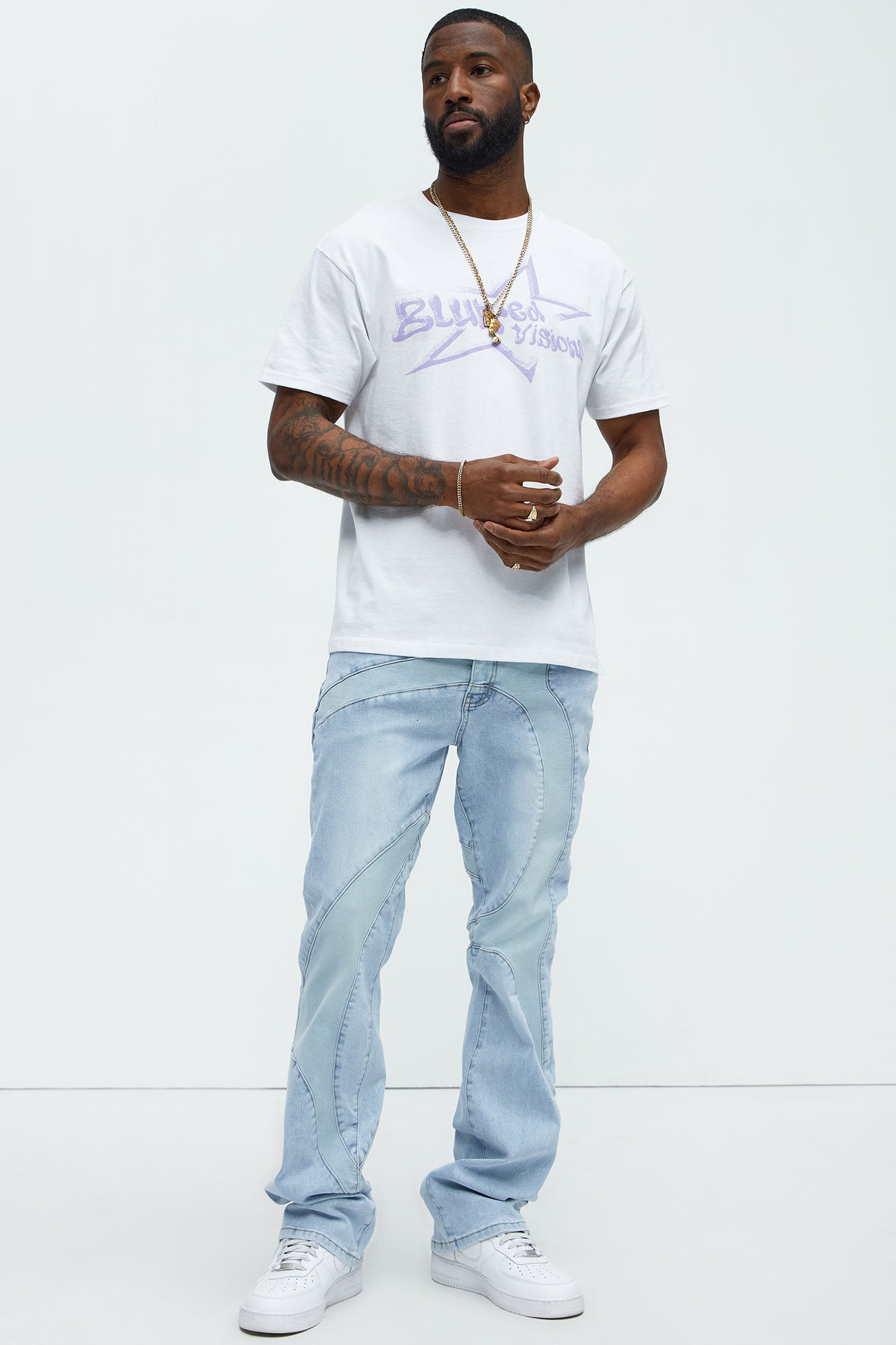 Have A Good One Paneled Stacked Slim Flare Jeans