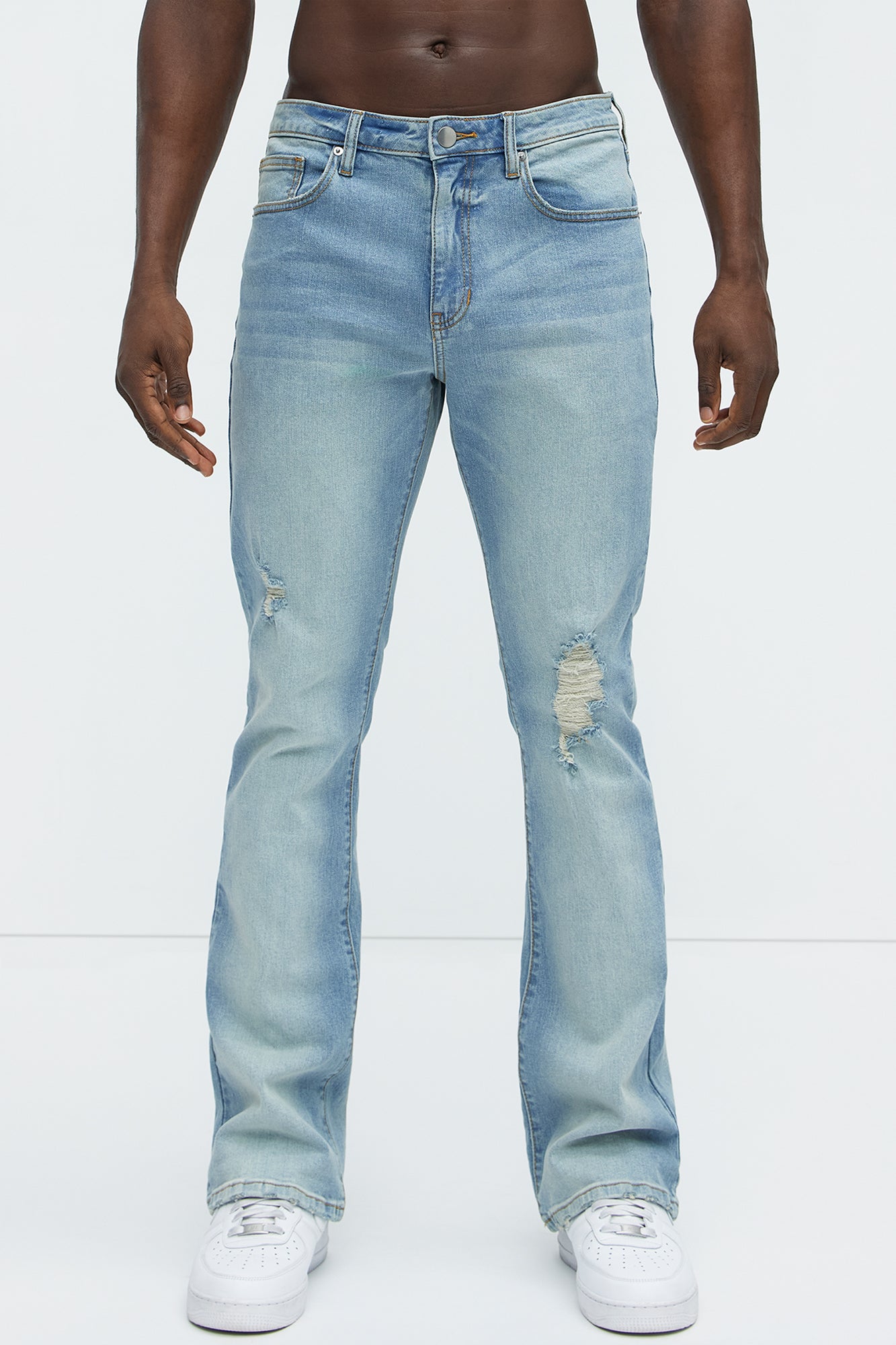 Take No L's Stacked Slim Flared Jeans