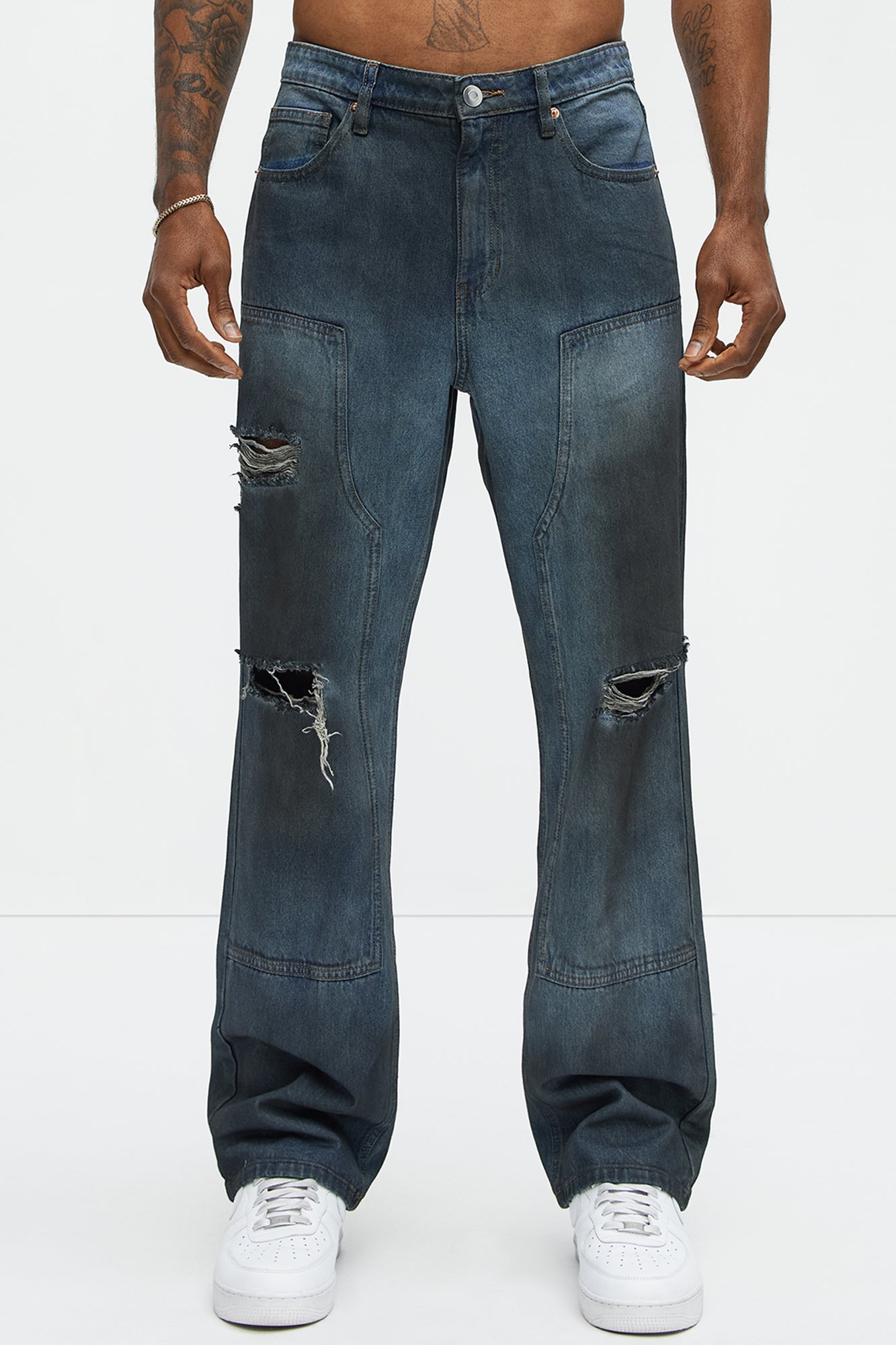 Oil Stained Straight Jeans