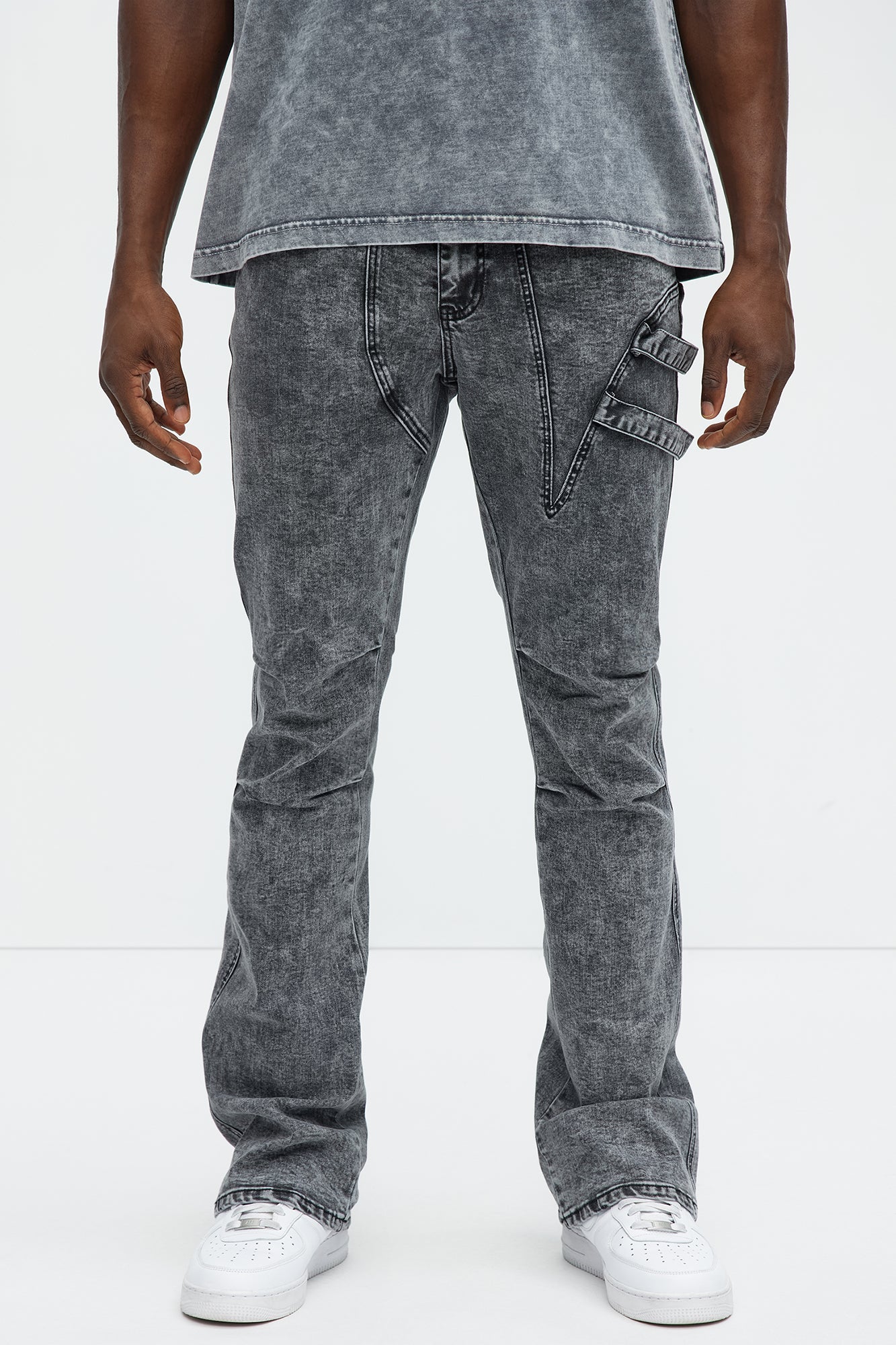 Daly Asymmetrical Stacked Slim Flare Jeans