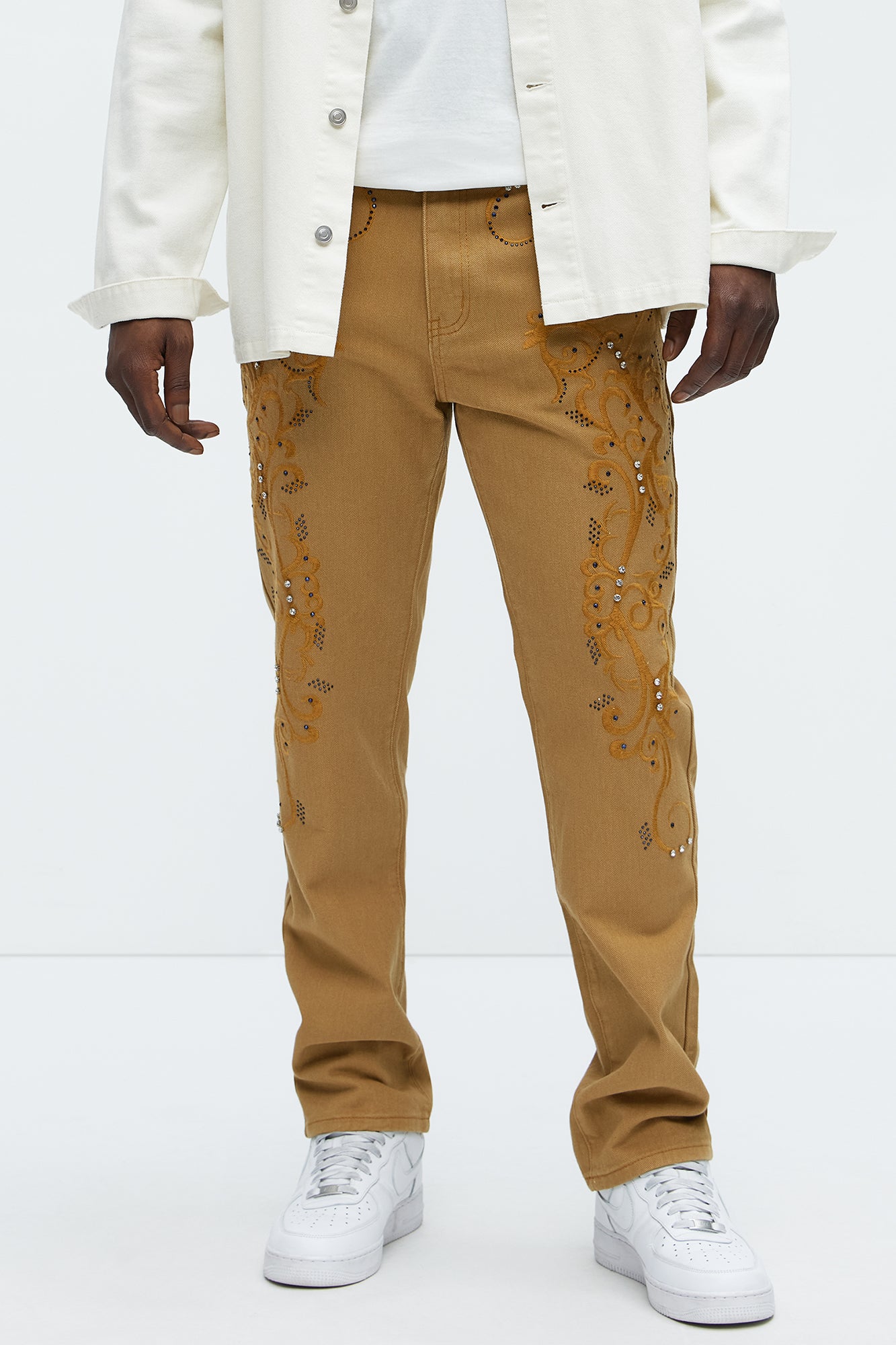 Kurt Rhinestone Embroidered Slim Jeans