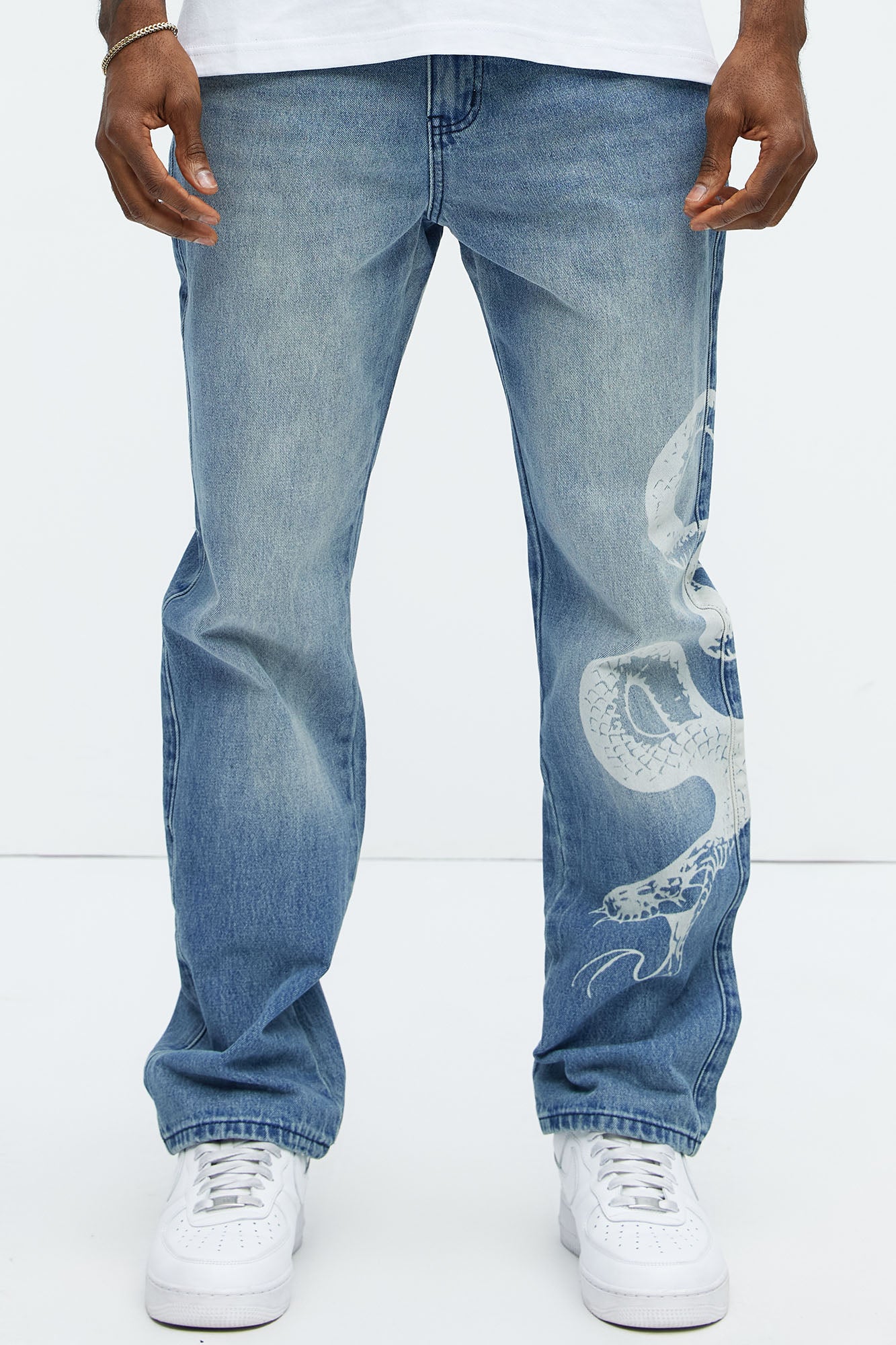 Snake Bleached Slim Jeans