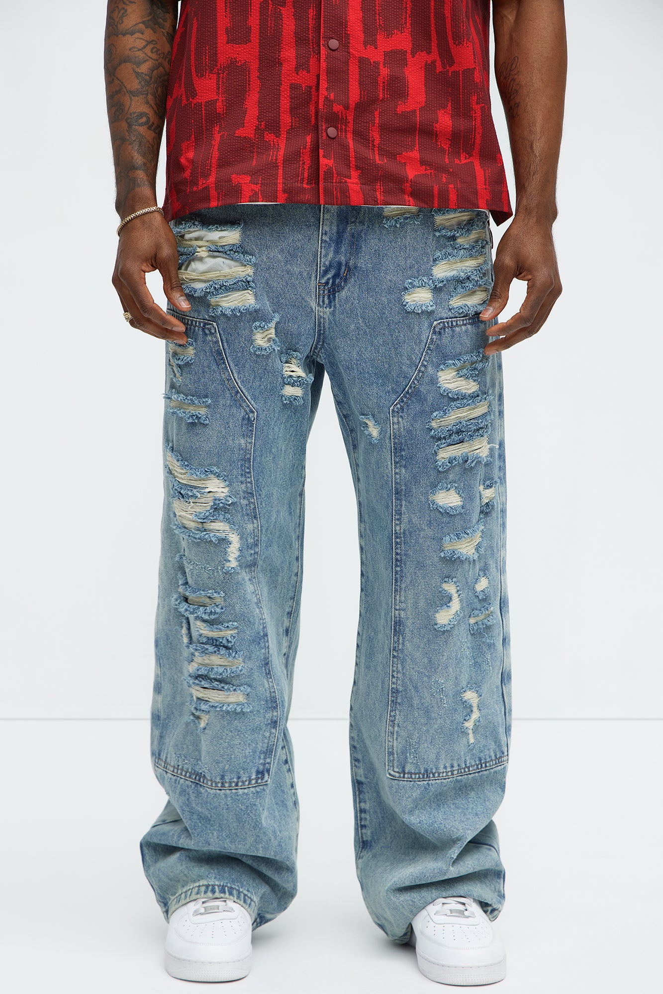 Be About It Distressed Carpenter Baggy Jeans