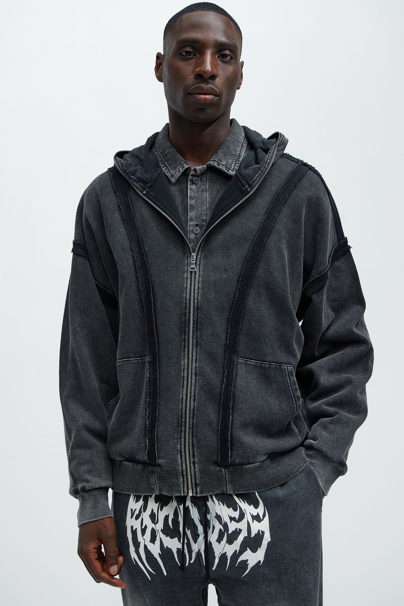 Waylon Seamed Oversized Zip Up Hoodie