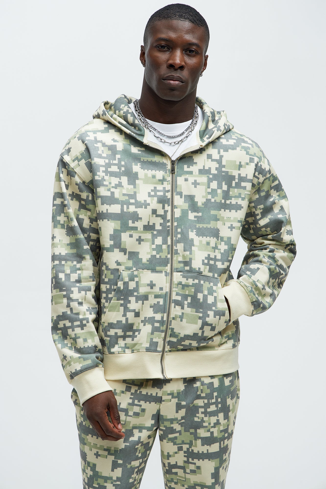 Digi Camo Oversized Zip Up Hoodie
