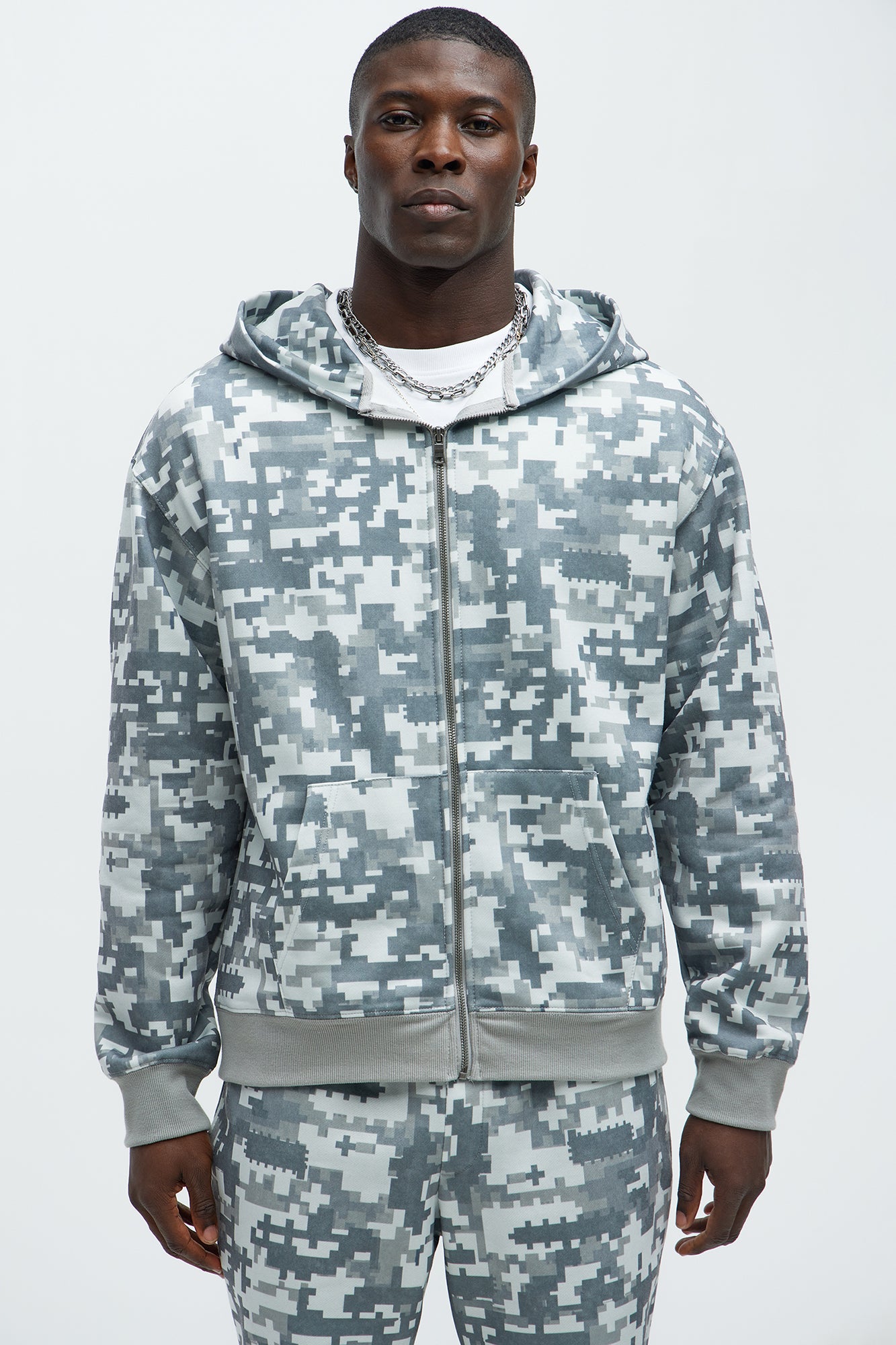 Digi Camo Oversized Zip Up Hoodie