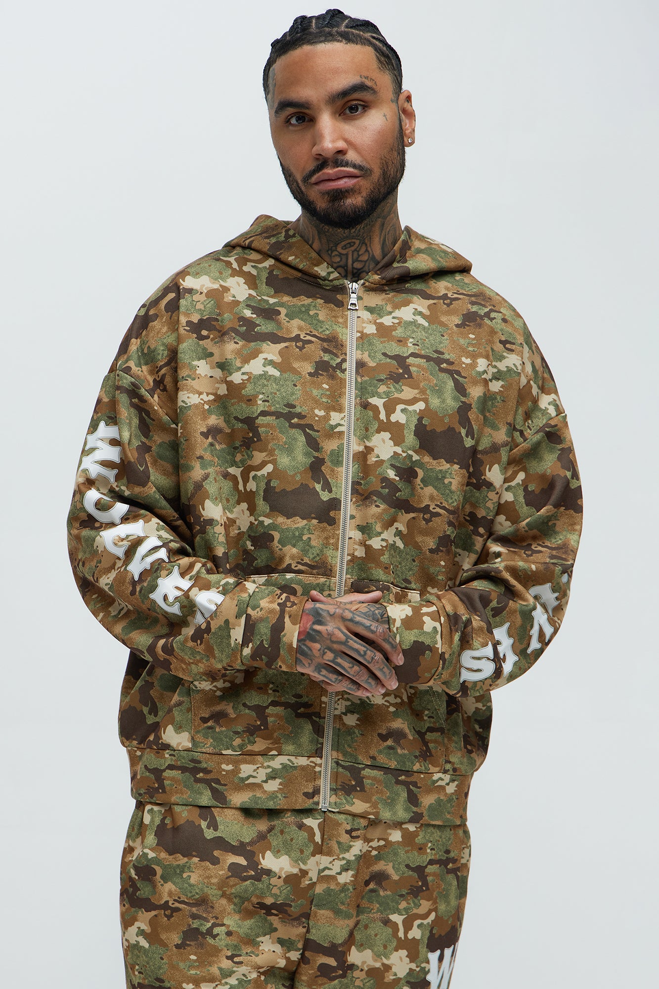 Wolves Camo Oversized Zip Up Hoodie