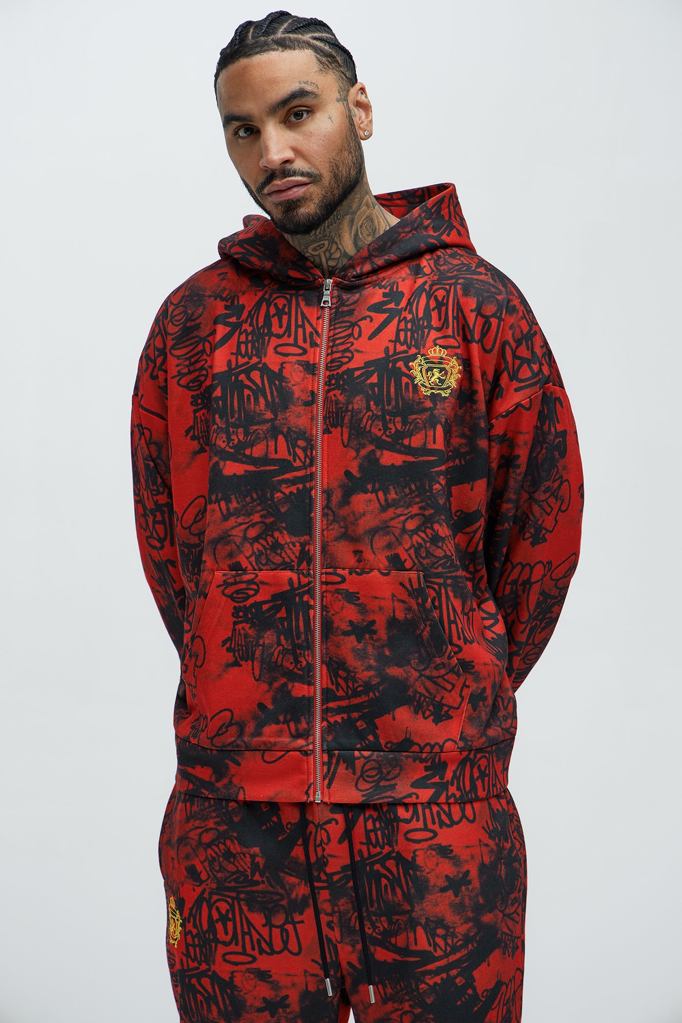 Vandal Oversized Graffiti Zip Up Hoodie