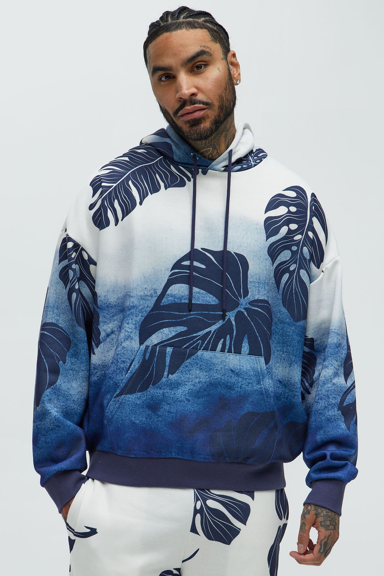 Pohai Printed Foliage Oversized Hoodie