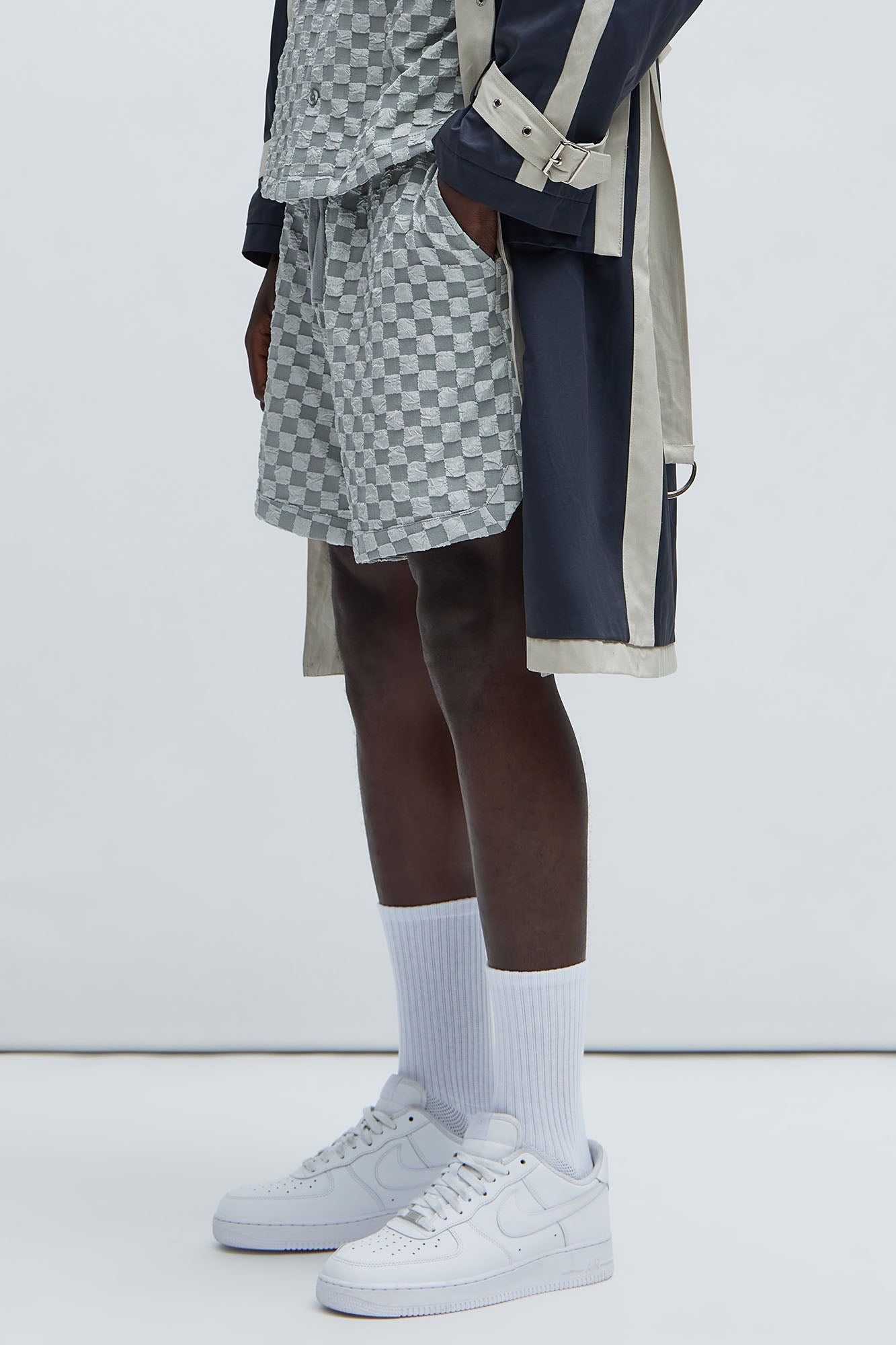 Crinkled Checkers Shorts
