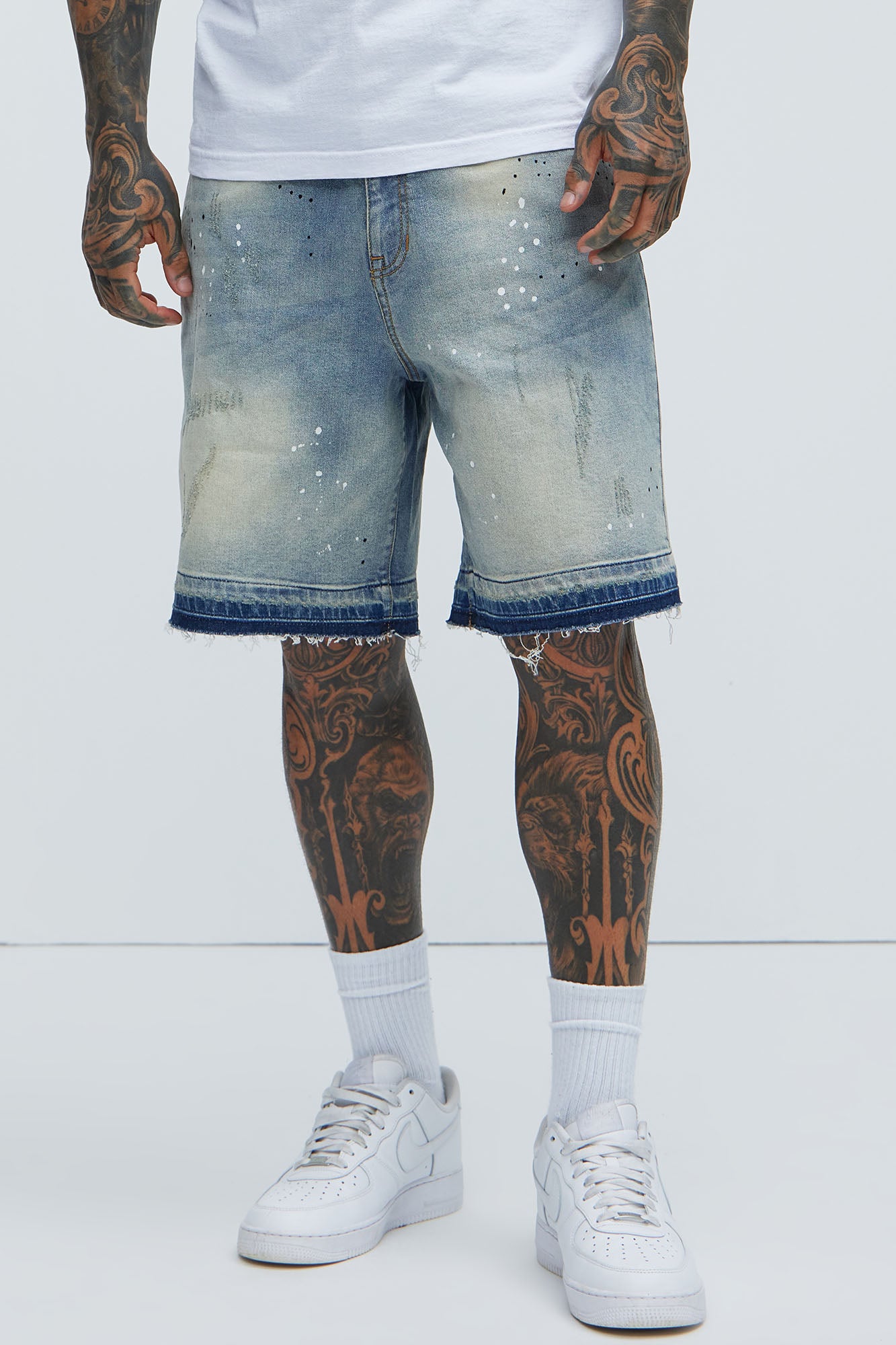 Splatter Skate Relaxed Denim Shorts