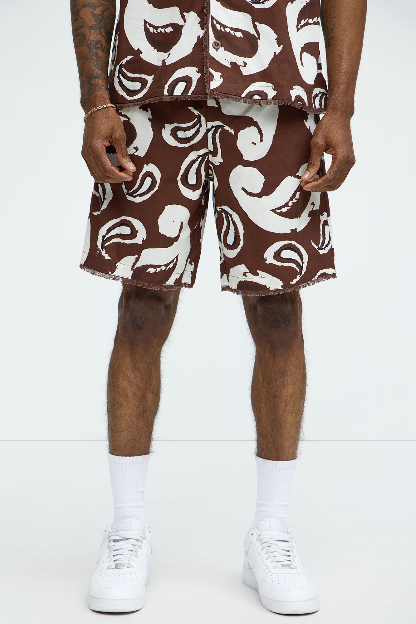 Paisley Print Frayed Shorts