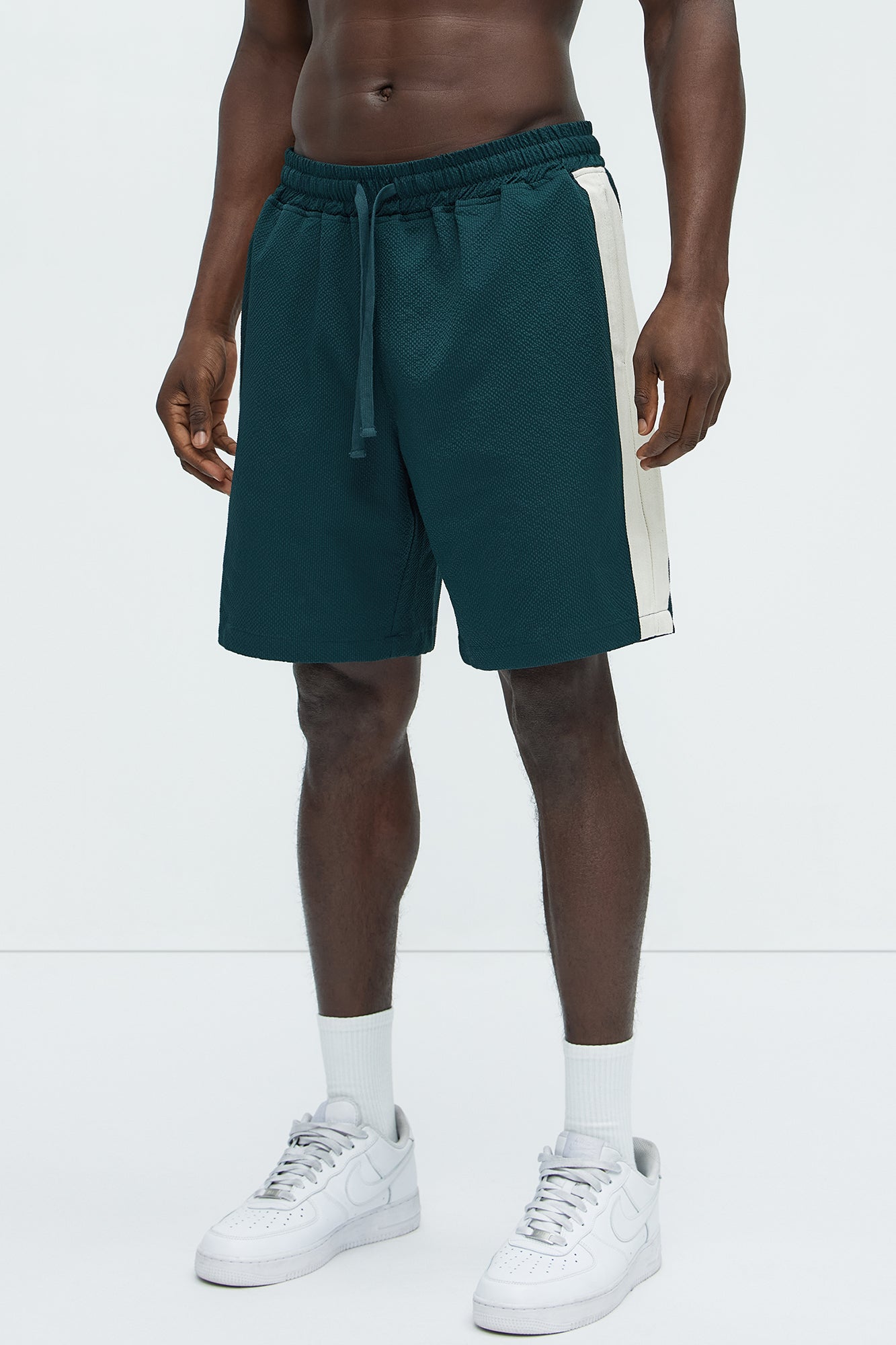 Crinkle Texture Taped Relaxed Shorts