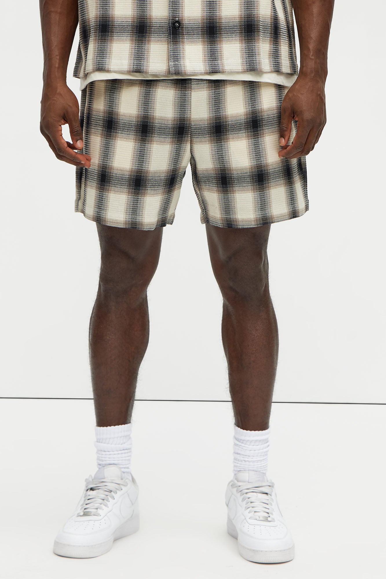 Plaid Waffle Texture Shorts