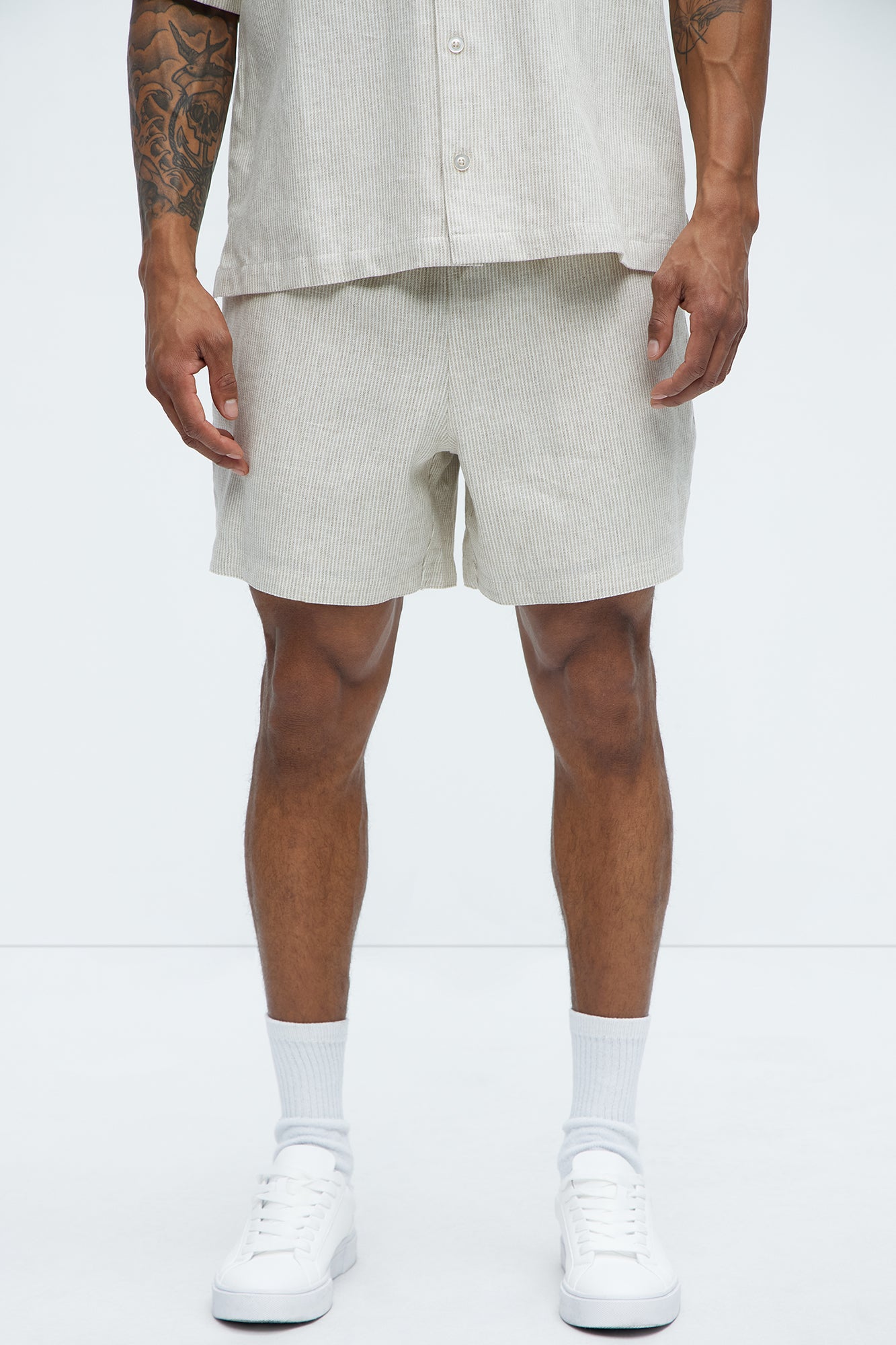 Twill Stripe Linen Shorts