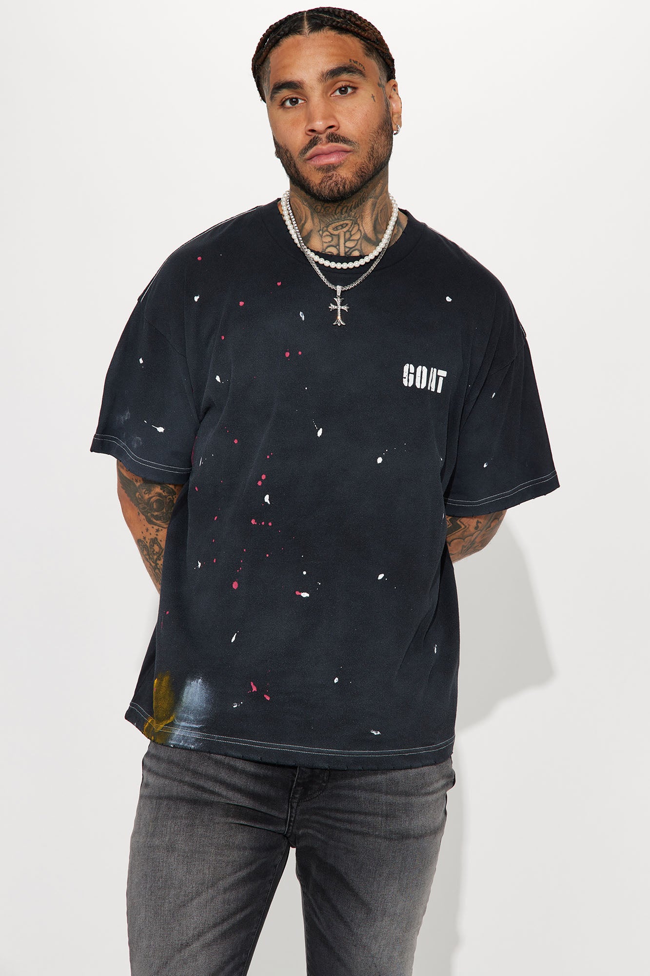 GOAT Paint Splatter Oversized Short Sleeve Tee