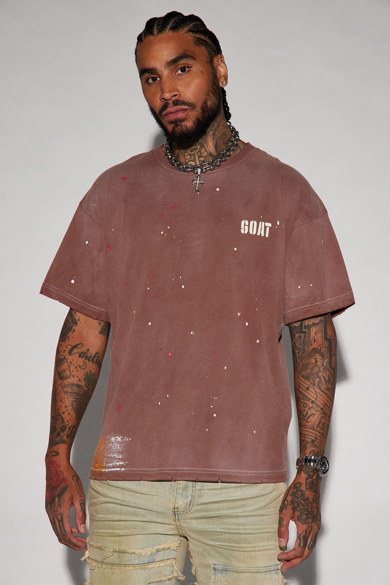 GOAT Paint Splatter Oversized Short Sleeve Tee