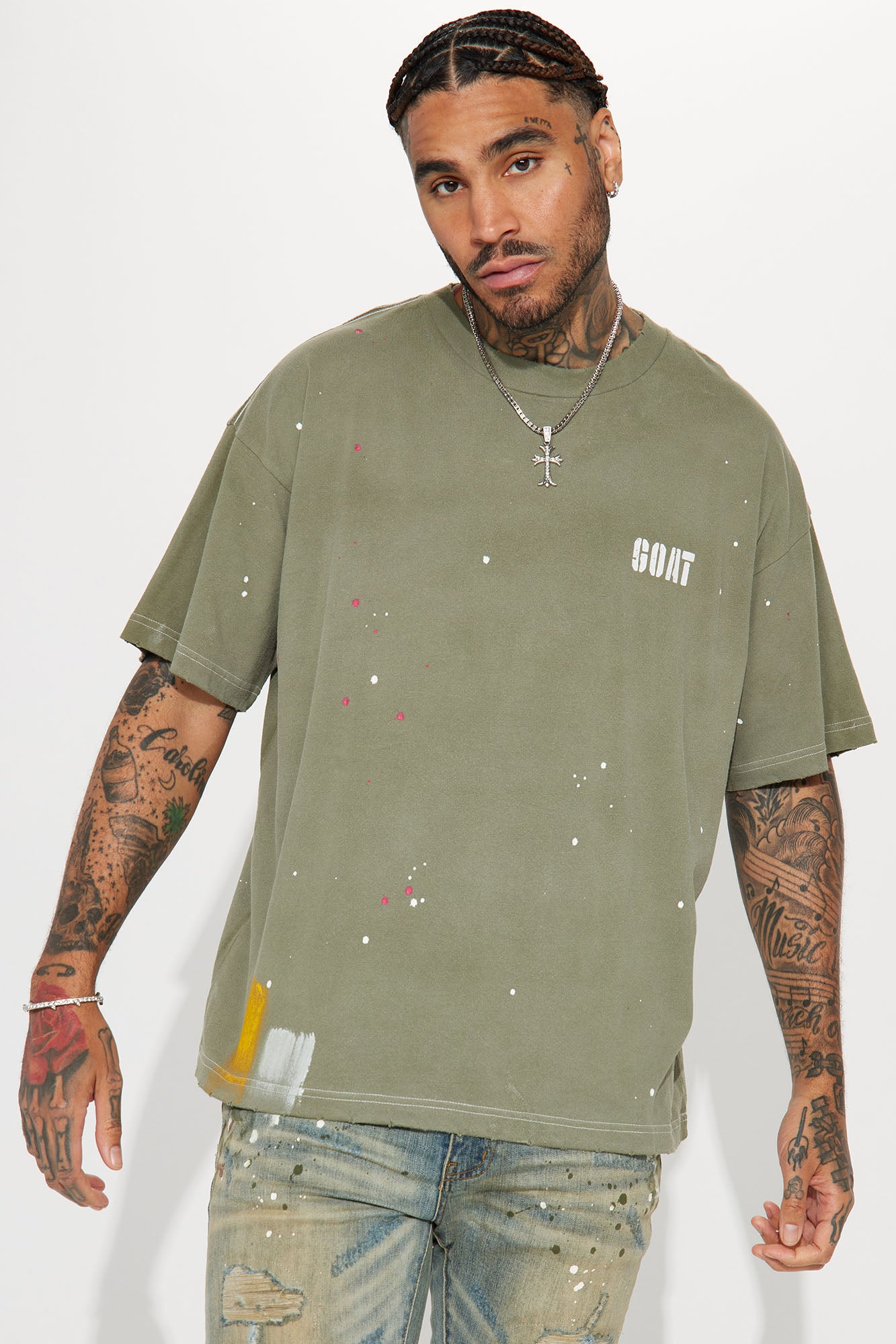 GOAT Paint Splatter Oversized Short Sleeve Tee